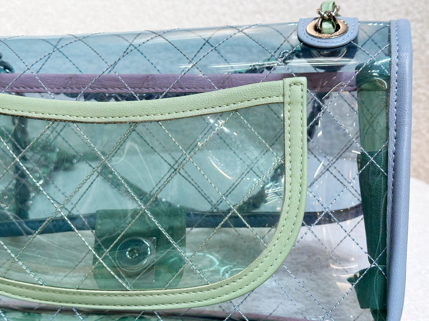Chanel Coco Splash PVC Medium Flap Bag Blue/Green/Pink 2562 holo