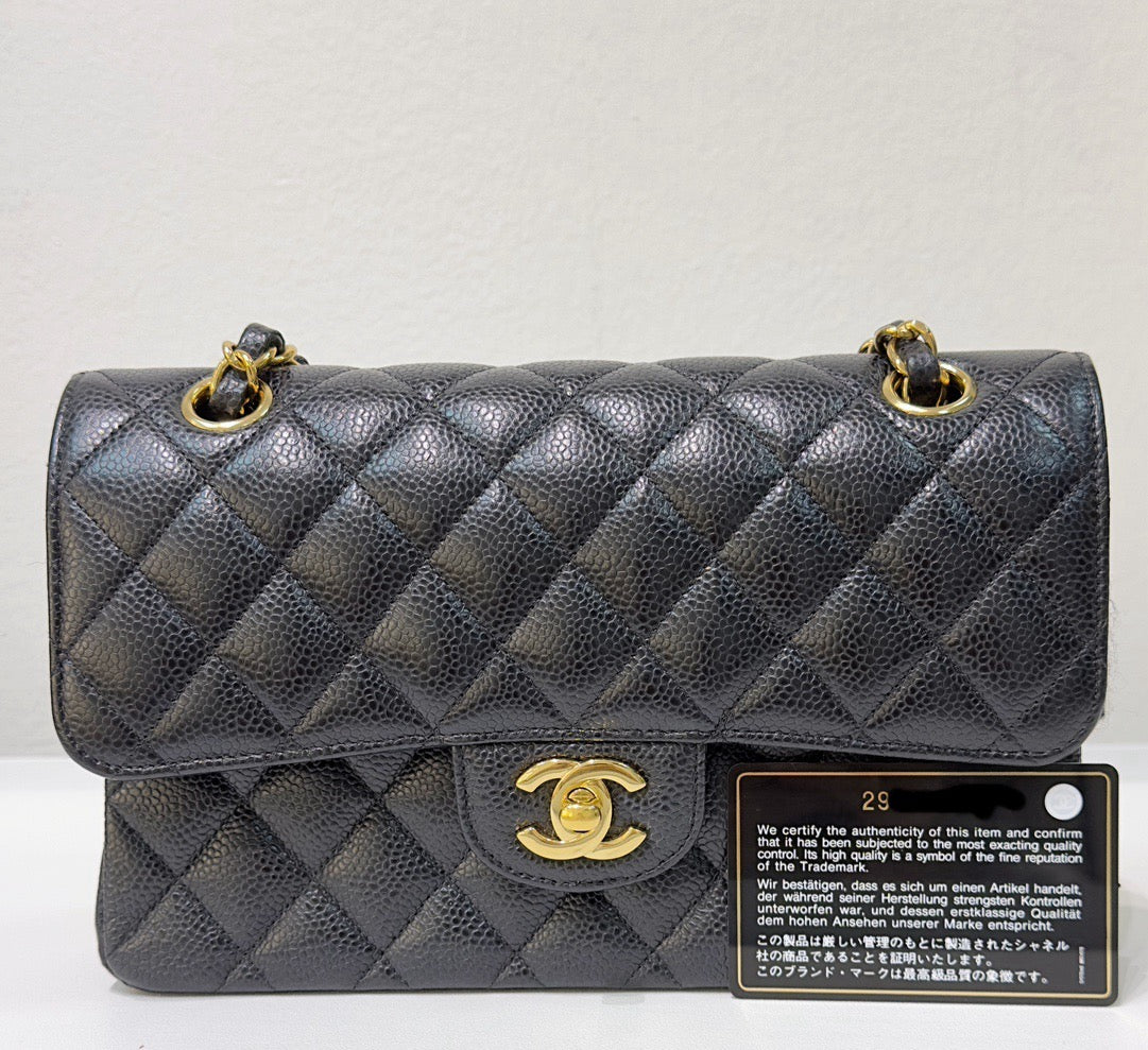 Chanel Small Classic Quilted Caviar Double Flap Bag Black