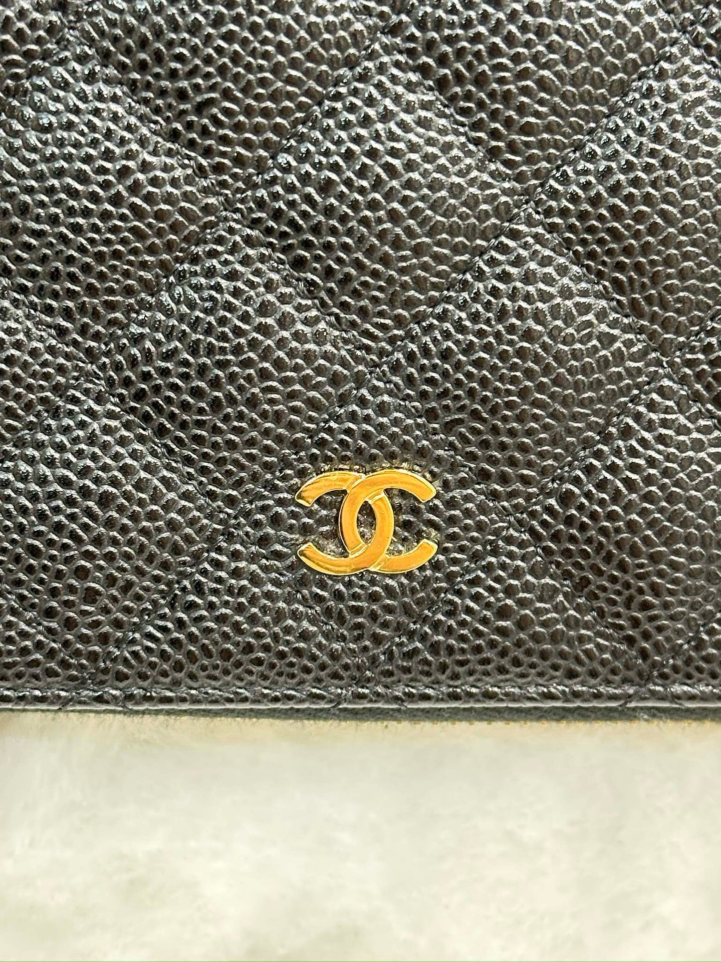 Chanel Quilted Caviar Leather CC Long Wallet Black GHW