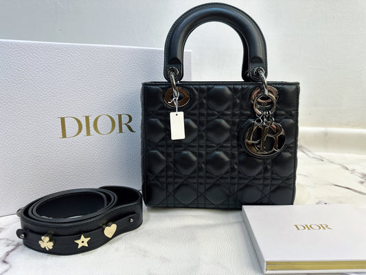 DIOR Lambskin Cannage Small Lucky Badges My Lady Dior Black