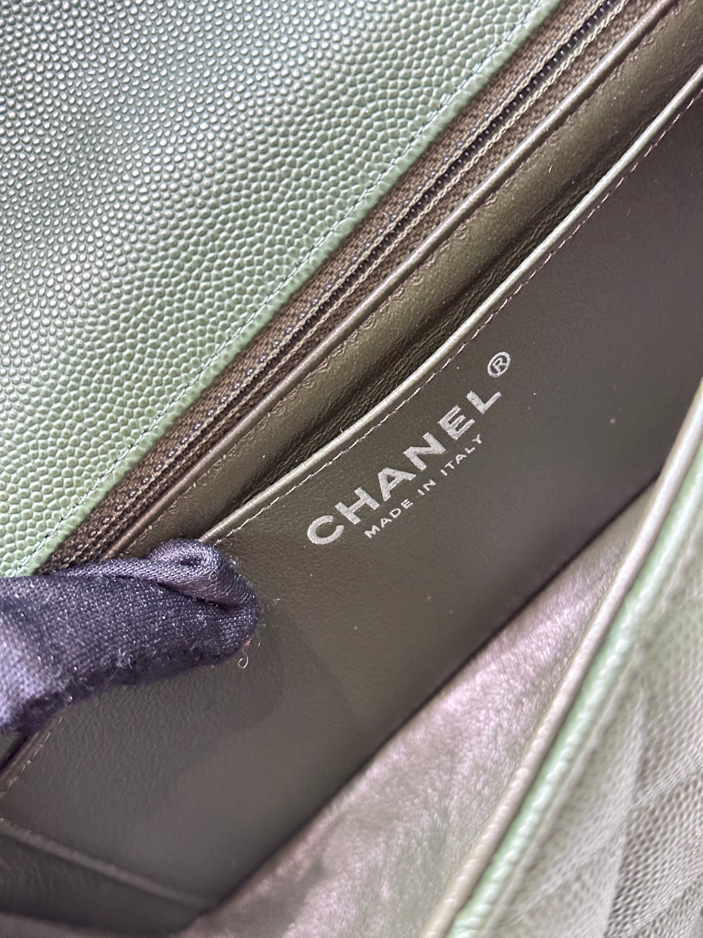 Chanel Caviar Quilted Mini Rectangular Flap Green