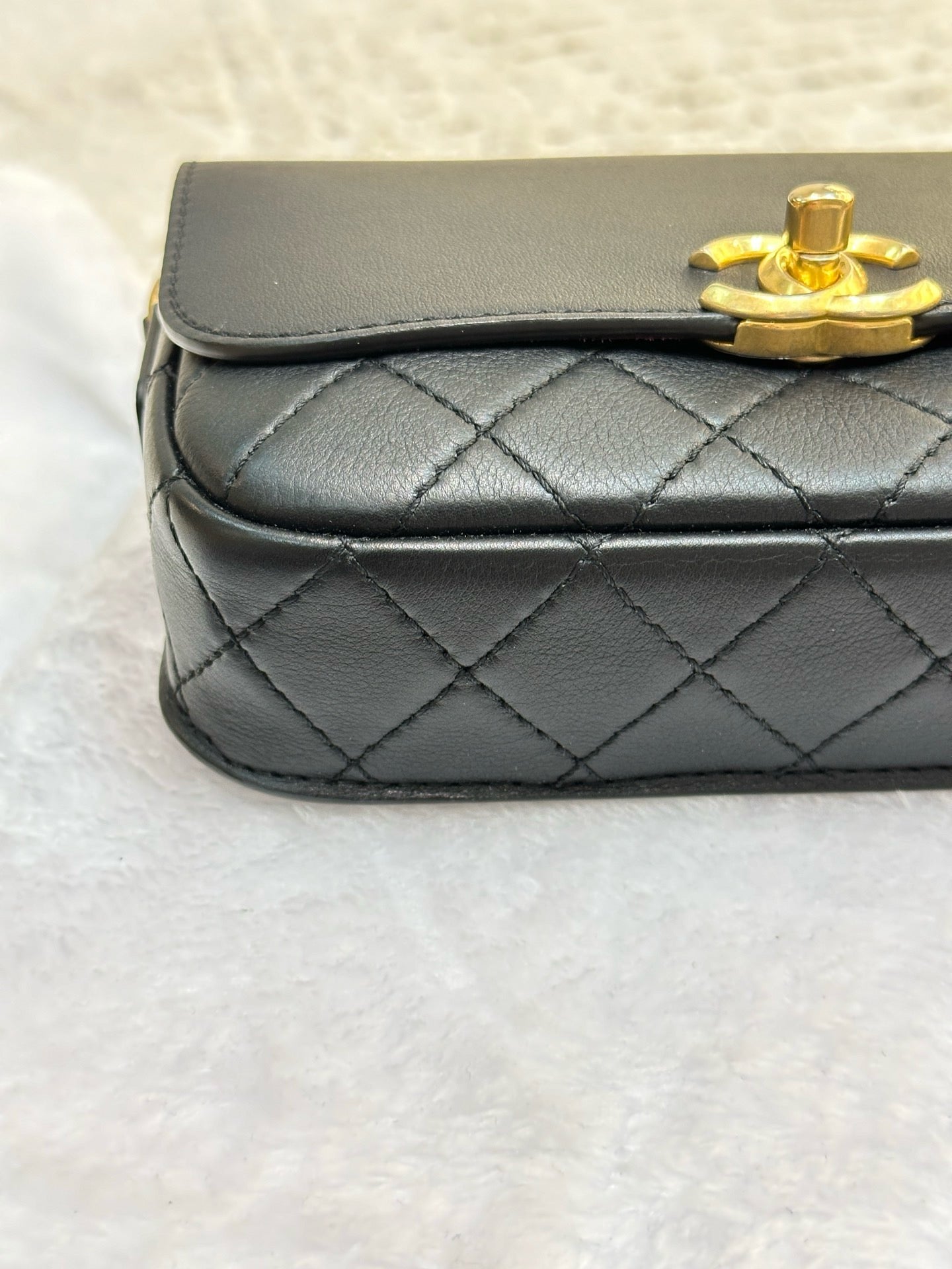 Chanel Calfskin Quilted Multi Pouching Flap And Coin Purse Black