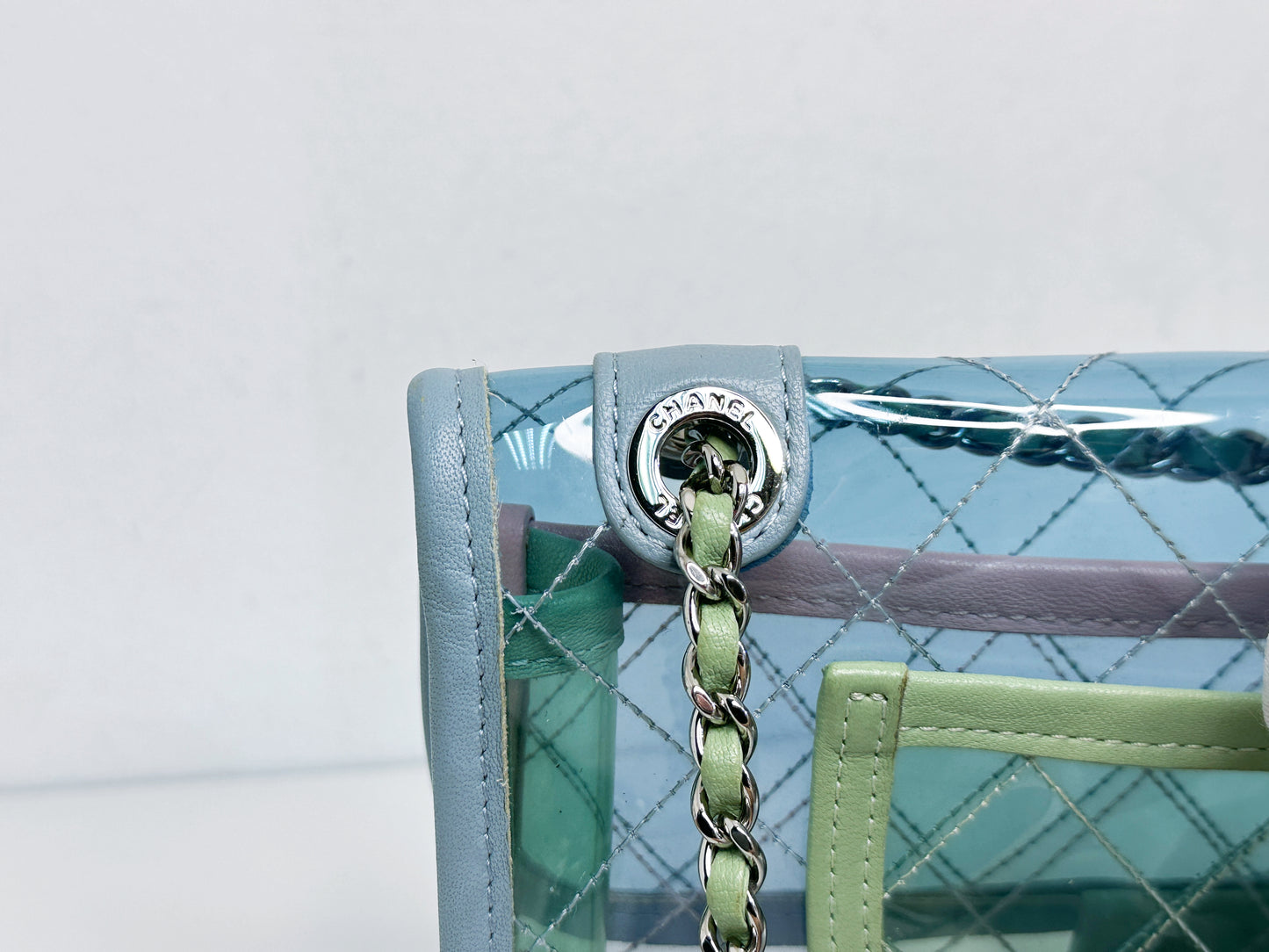 Chanel Coco Splash PVC Mini Flap Bag Blue/Green/Pink 2569 holo