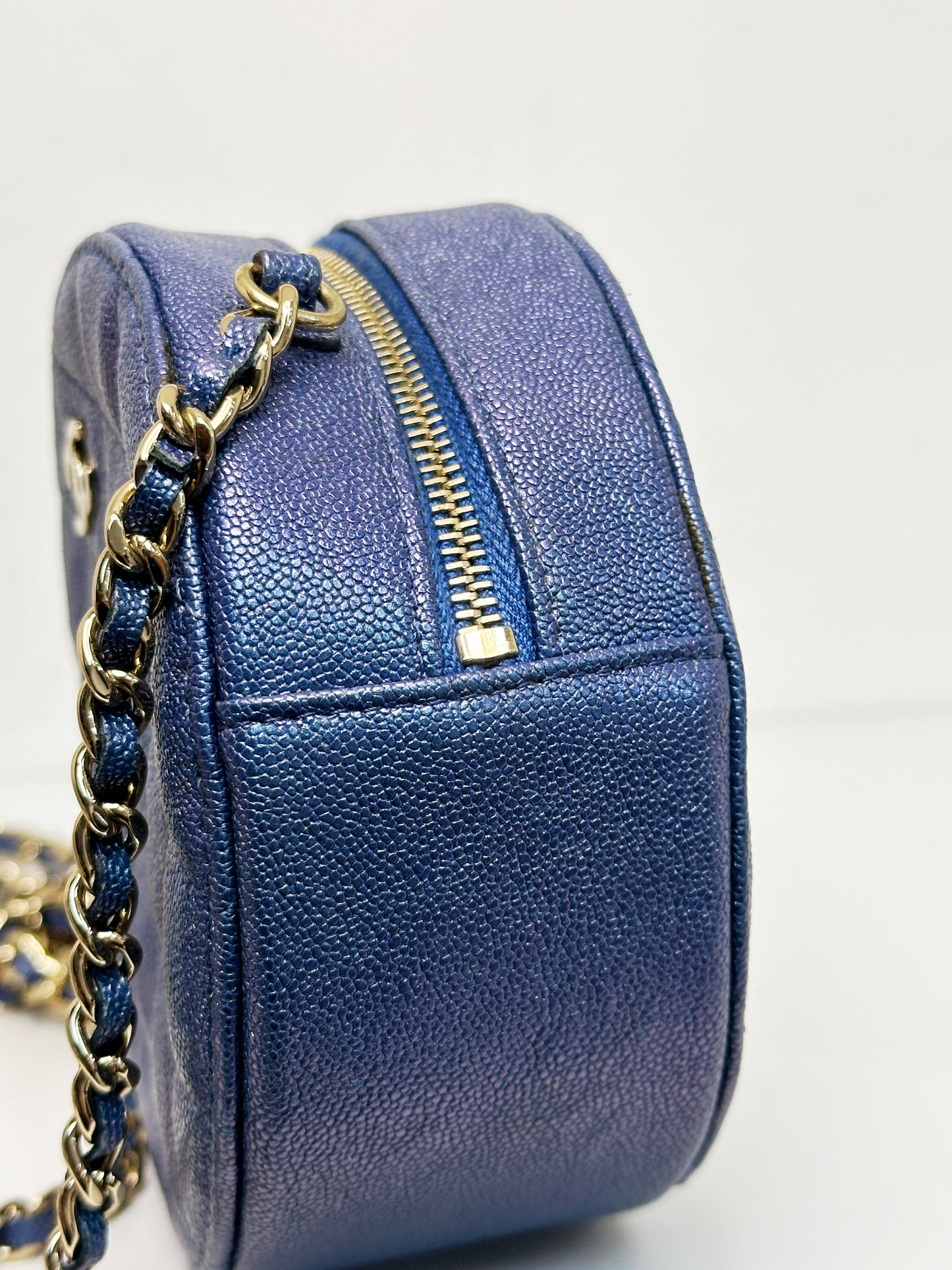Chanel Matelasse Classic Chain Shoulder Bag Blue 2798 holo card
