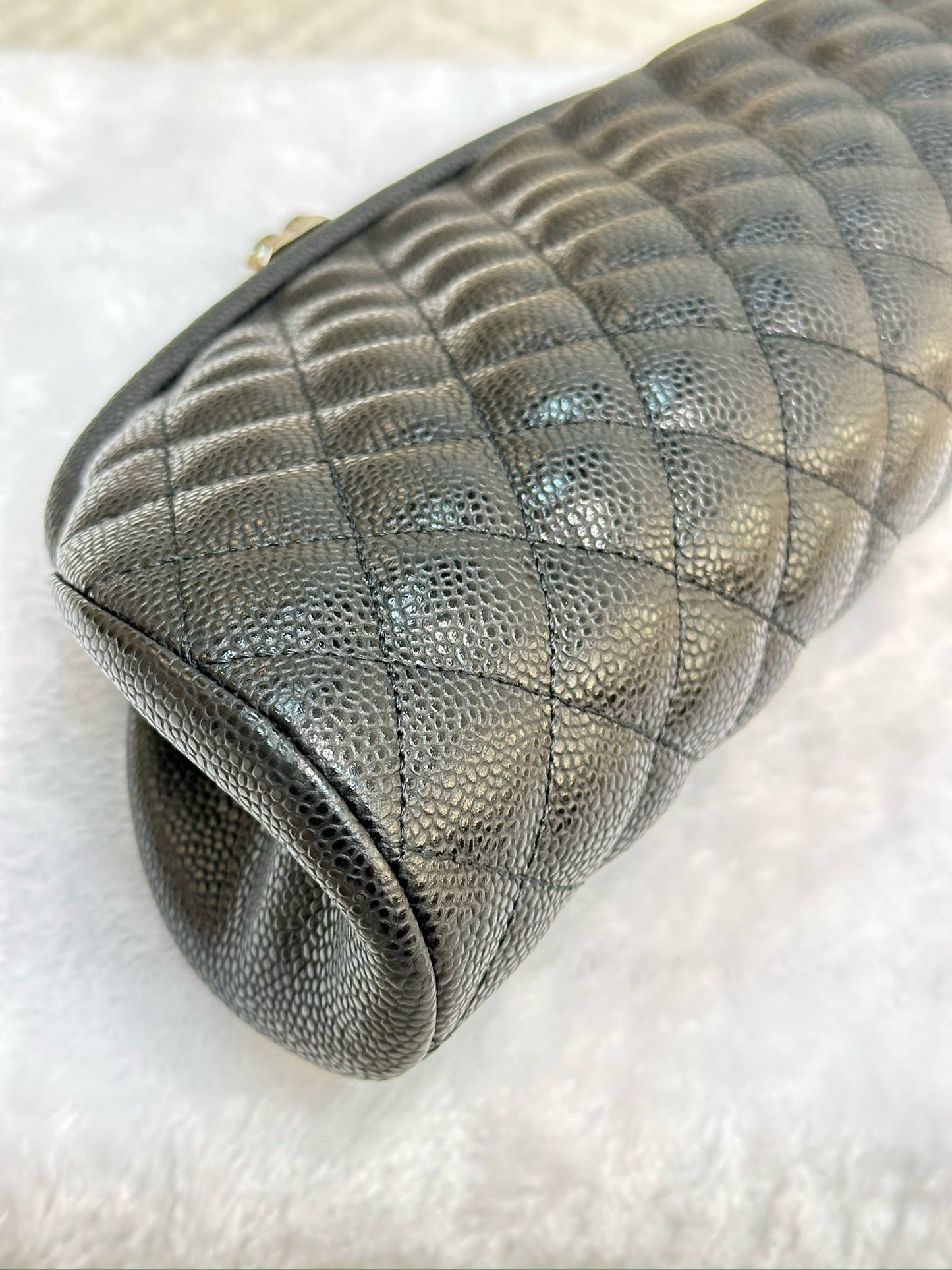 Chanel Quilted Timeless Kisslock Clutch Black Caviar SHW