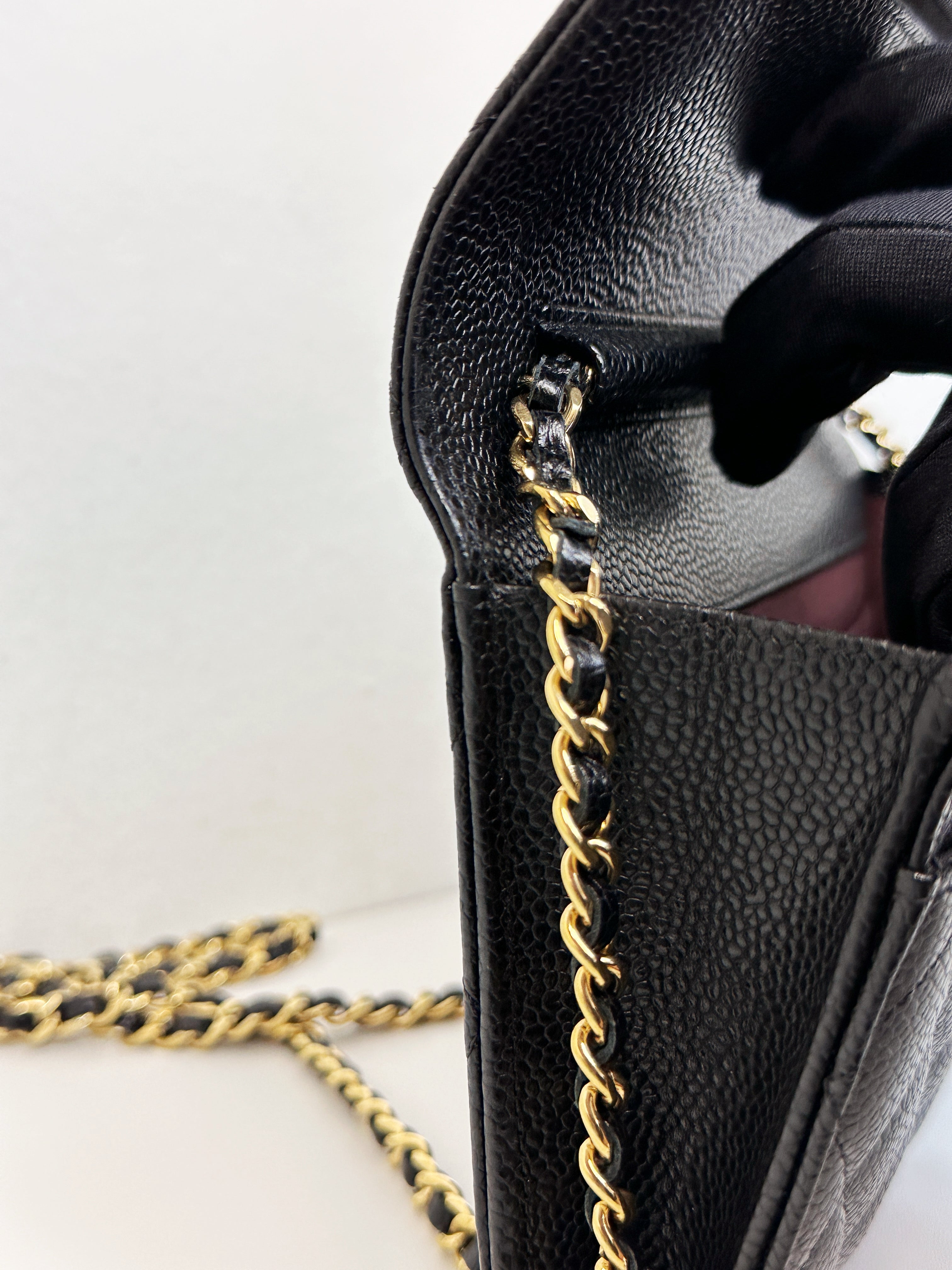 Chanel Classic Wallet on Chain Caviar Black GHW T876 microchip