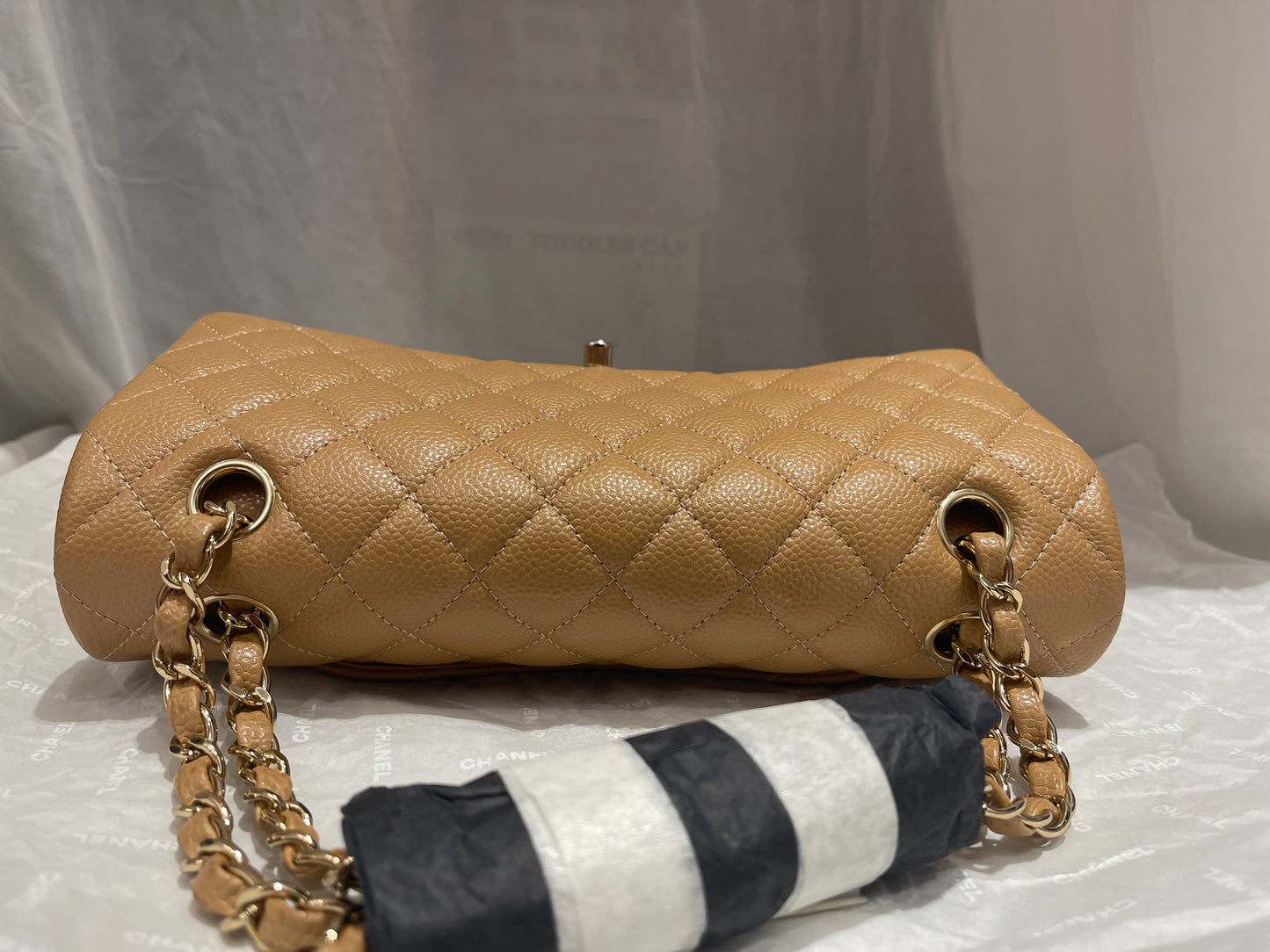 Chanel 18S Dark Beige Classic Medium Flap Caviar Gold Hardware