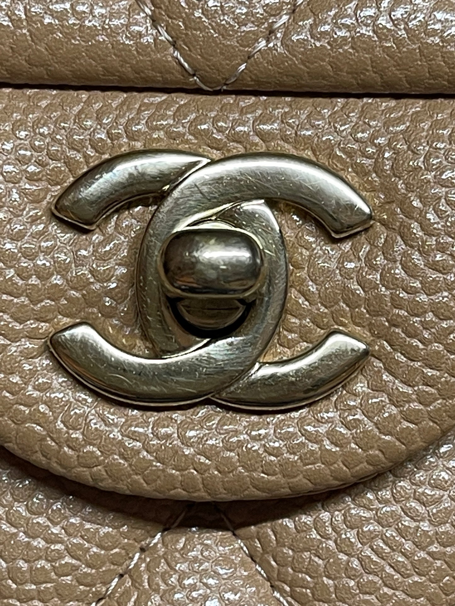 Chanel 18S Dark Beige Classic Medium Flap Caviar Gold Hardware