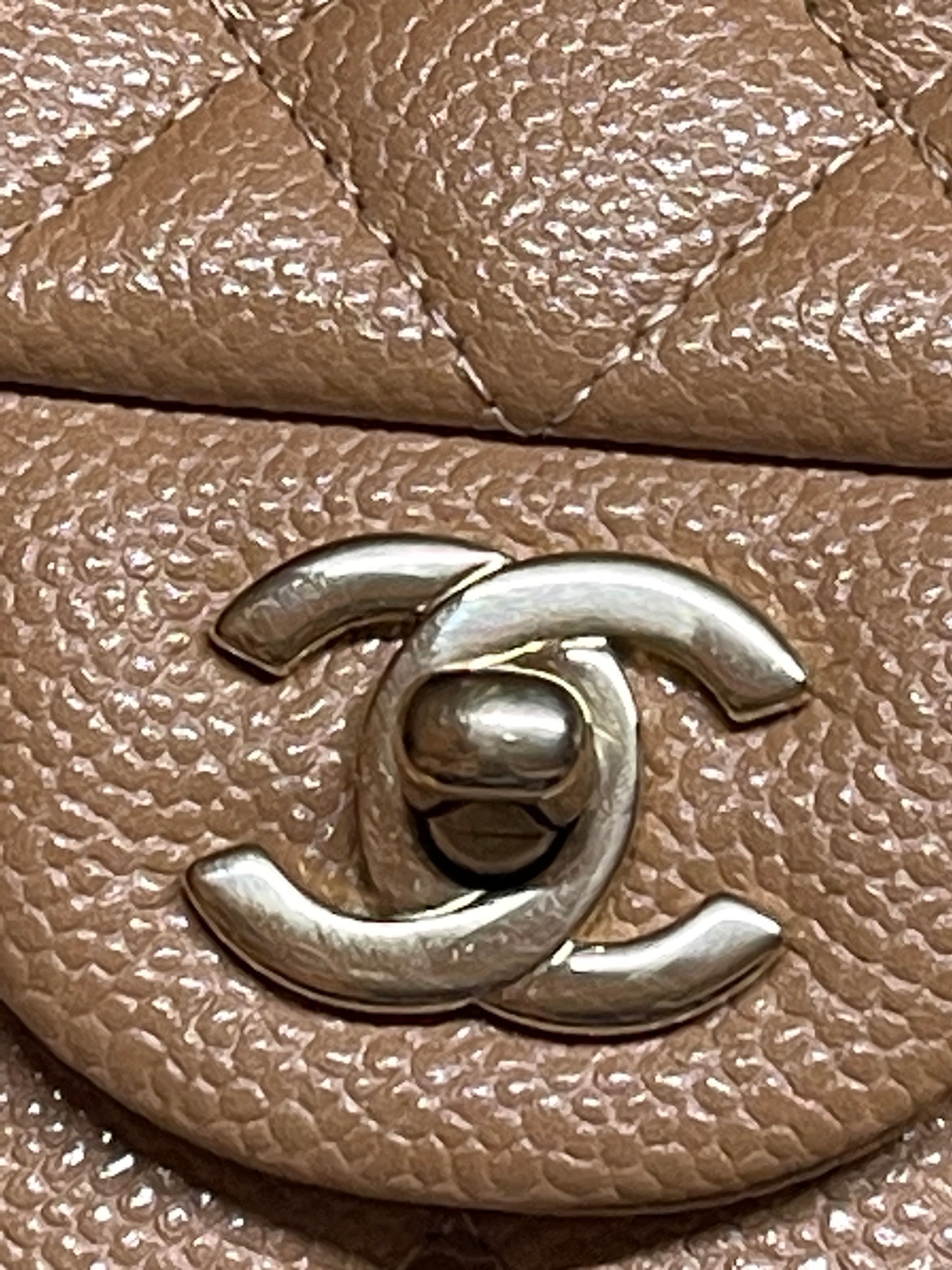 Chanel 18S Dark Beige Classic Medium Flap Caviar Gold Hardware