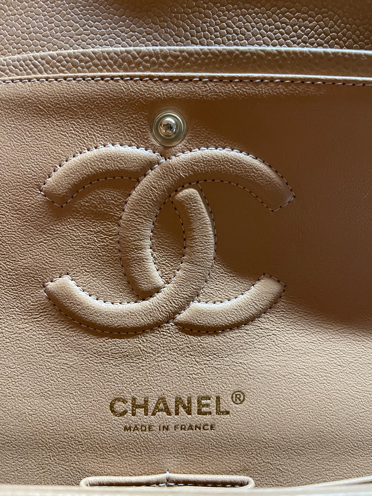 Chanel 18S Dark Beige Classic Medium Flap Caviar Gold Hardware