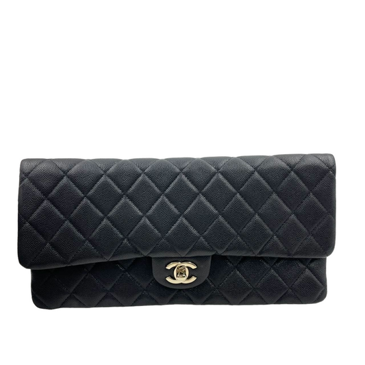 Chanel Caviar Quilted Flap Clutch Black