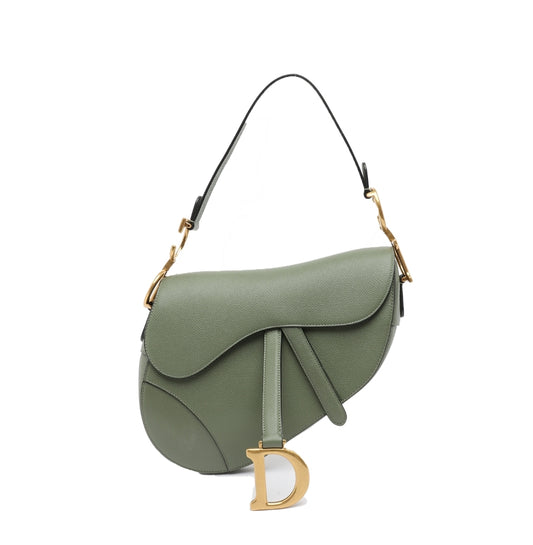 CHRISTIAN DIOR Saddle Bag in Cedar Green Grained Calfskin