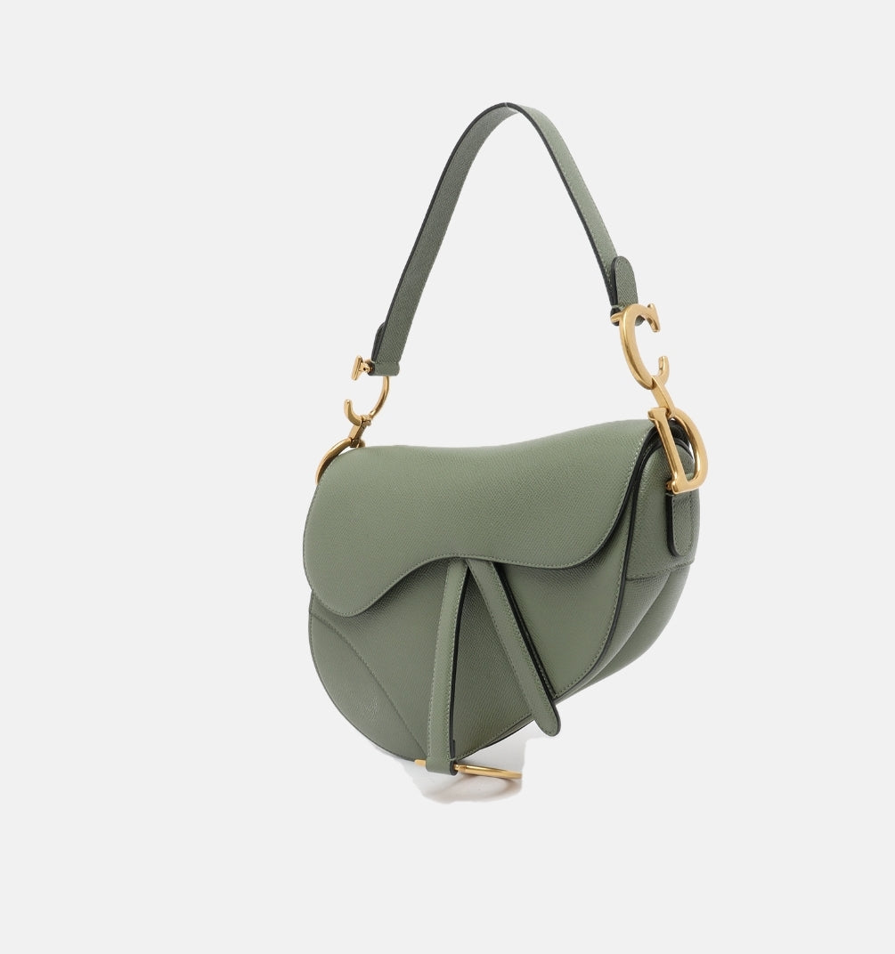 CHRISTIAN DIOR Saddle Bag in Cedar Green Grained Calfskin