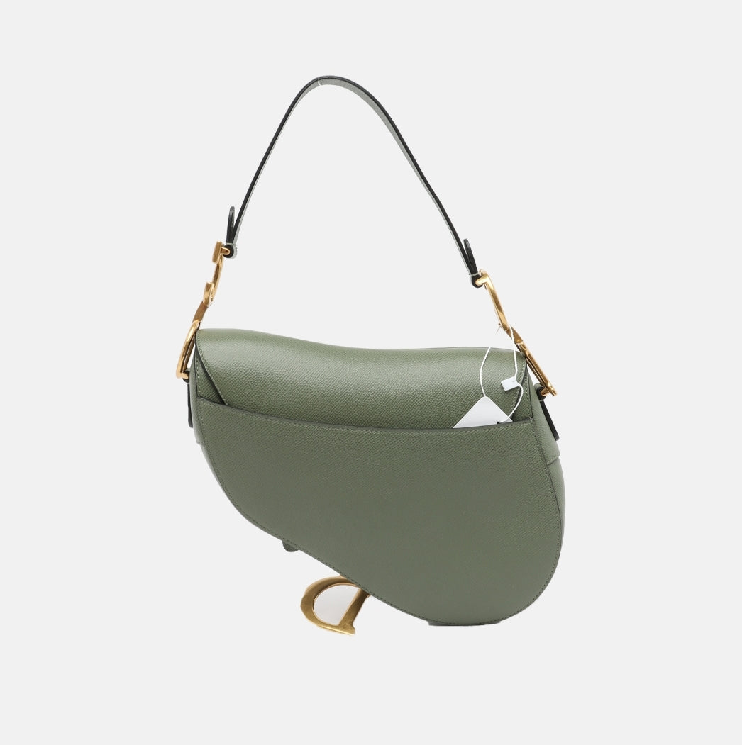 CHRISTIAN DIOR Saddle Bag in Cedar Green Grained Calfskin Jemeryluxury