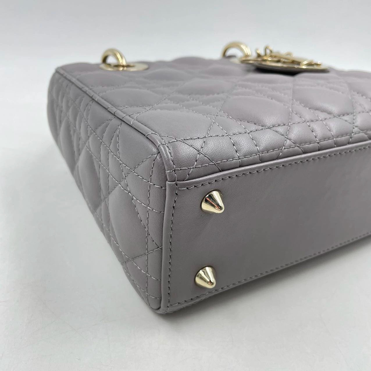 Dior Small Lady Dior ABC  in Gray  Lambskin and LGHW Enamel Buckle