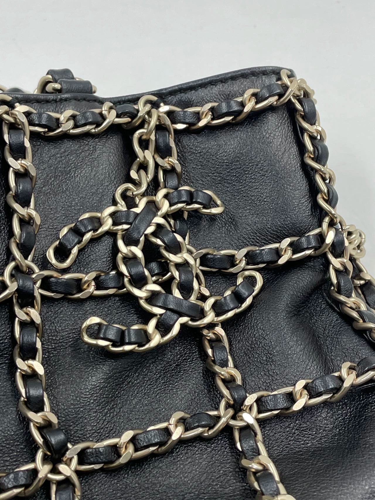 Chanel Chain Frame CC Charm Shopping Tote Lambskin