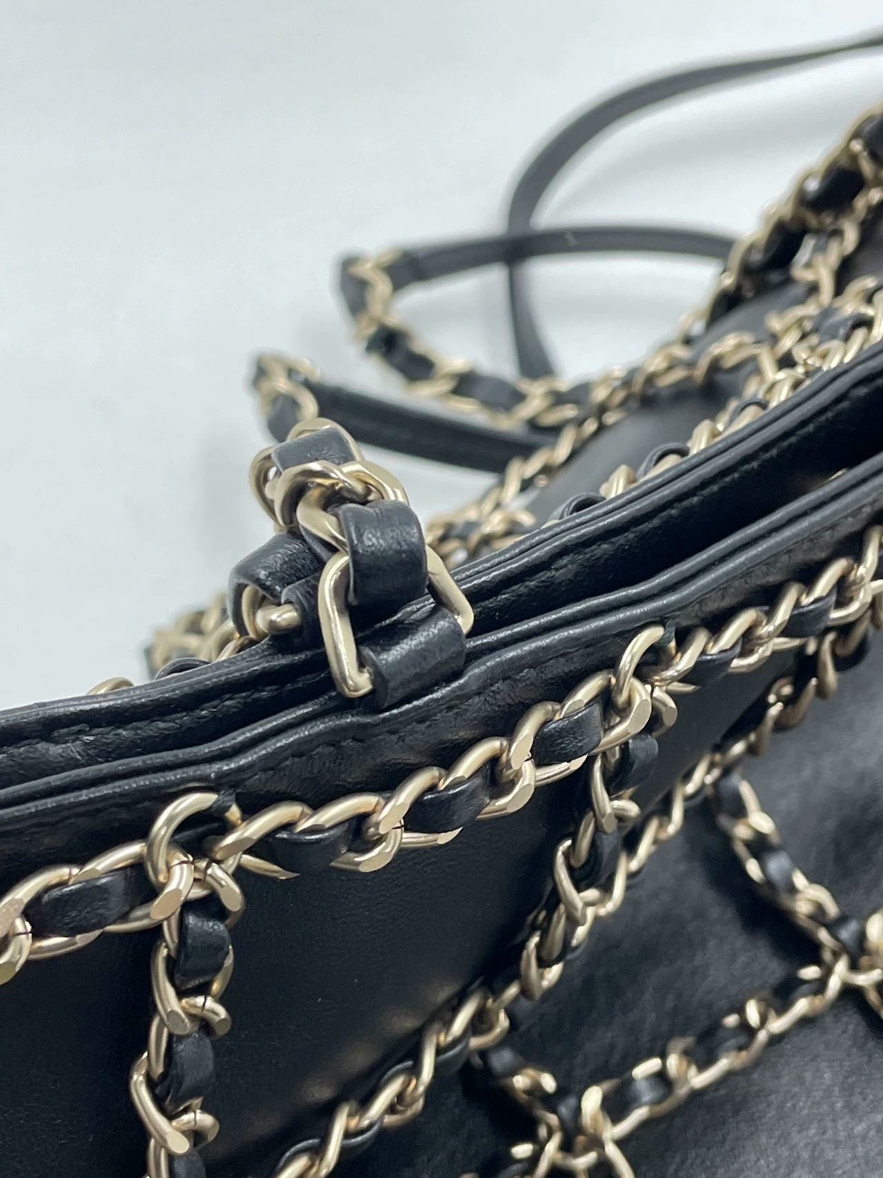 Chanel Chain Frame CC Charm Shopping Tote Lambskin