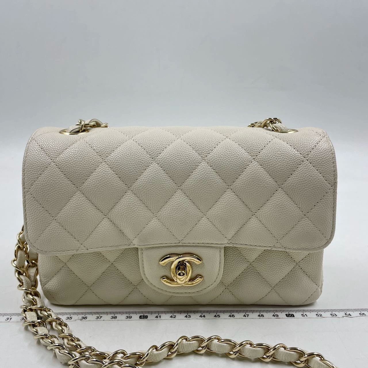 Chanel 17c Ivory White Mini Caviar Light Gold HW