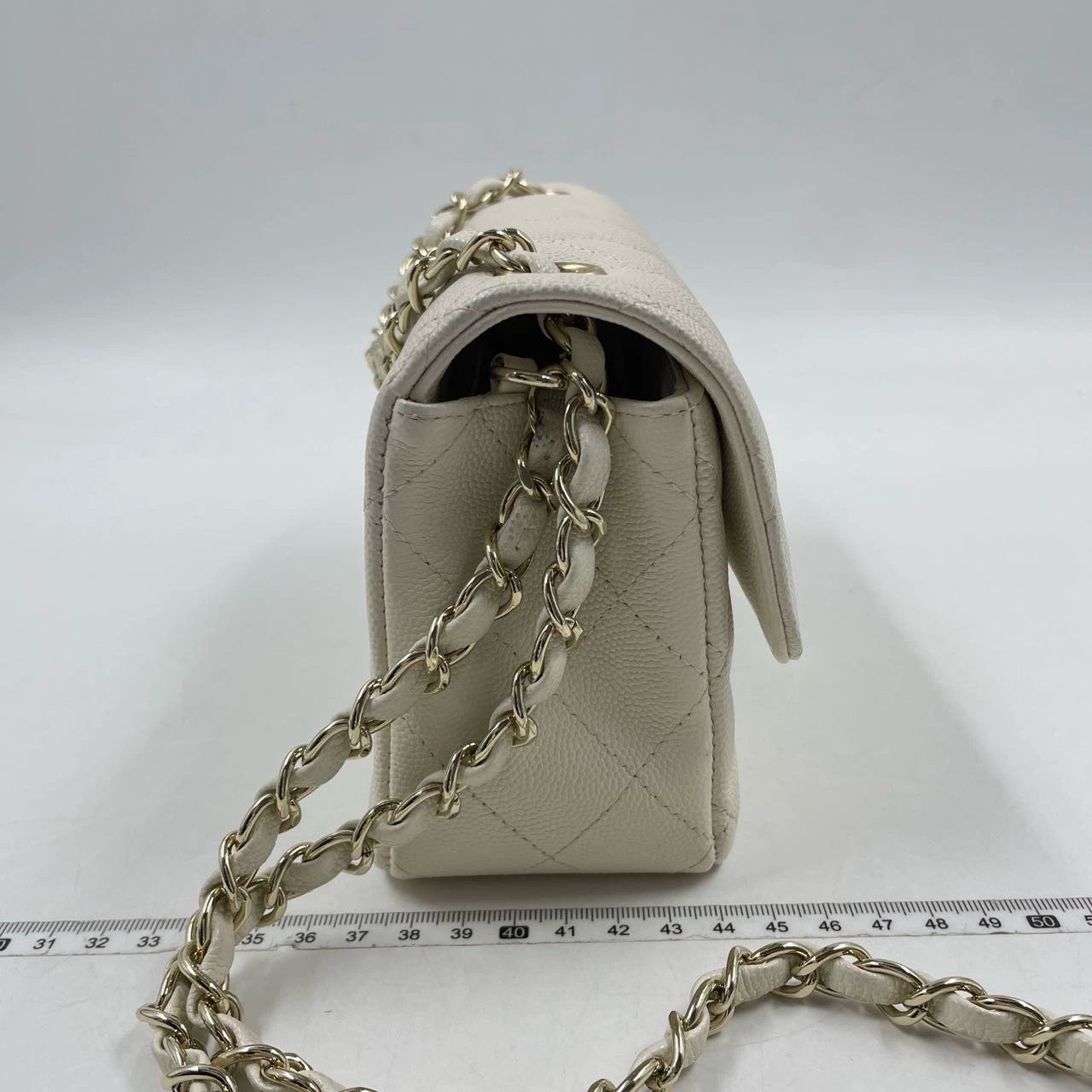 Chanel 17c Ivory White Mini Caviar Light Gold HW