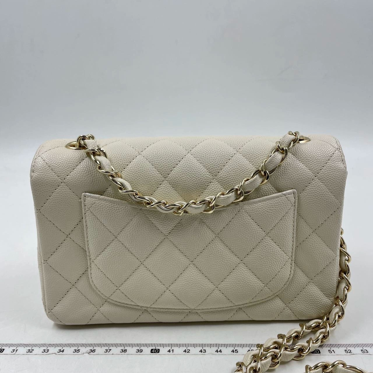 Chanel 17c Ivory White Mini Caviar Light Gold HW