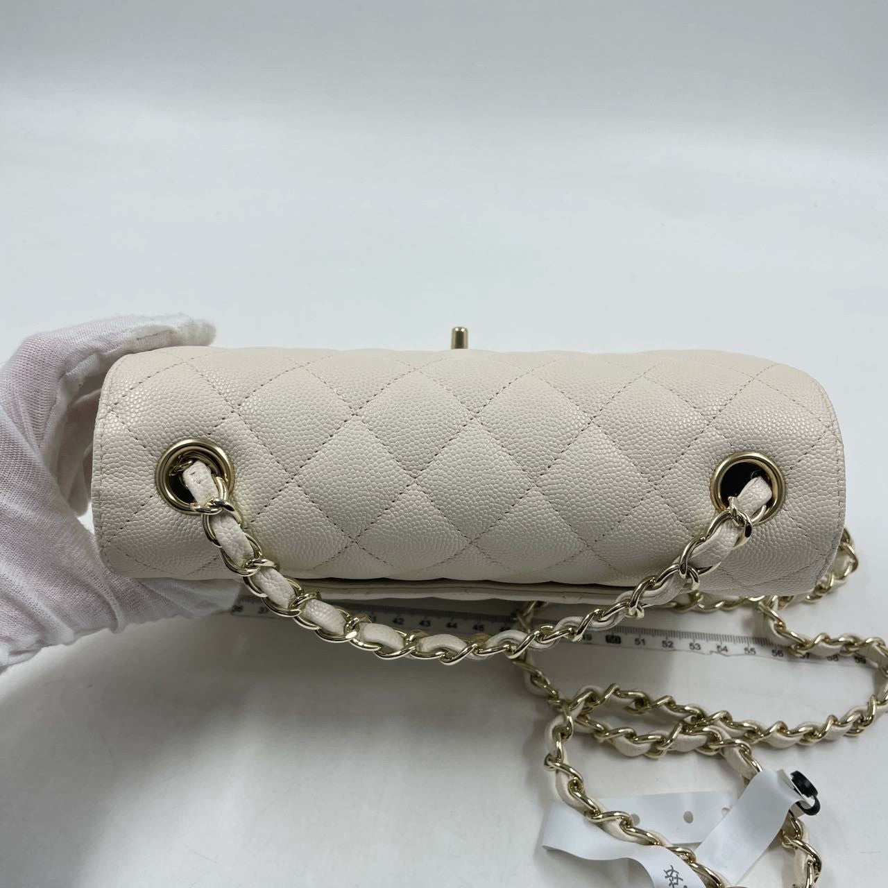 Chanel 17c Ivory White Mini Caviar Light Gold HW