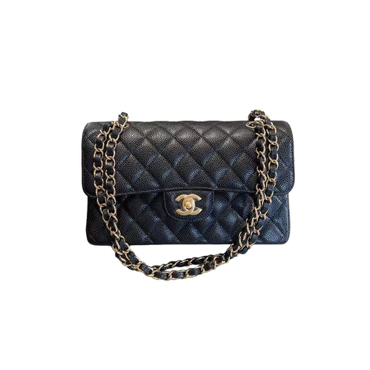 Chanel Classic Small Flap Bag Black Grained Calfskin & Gold-Tone MetalBlack