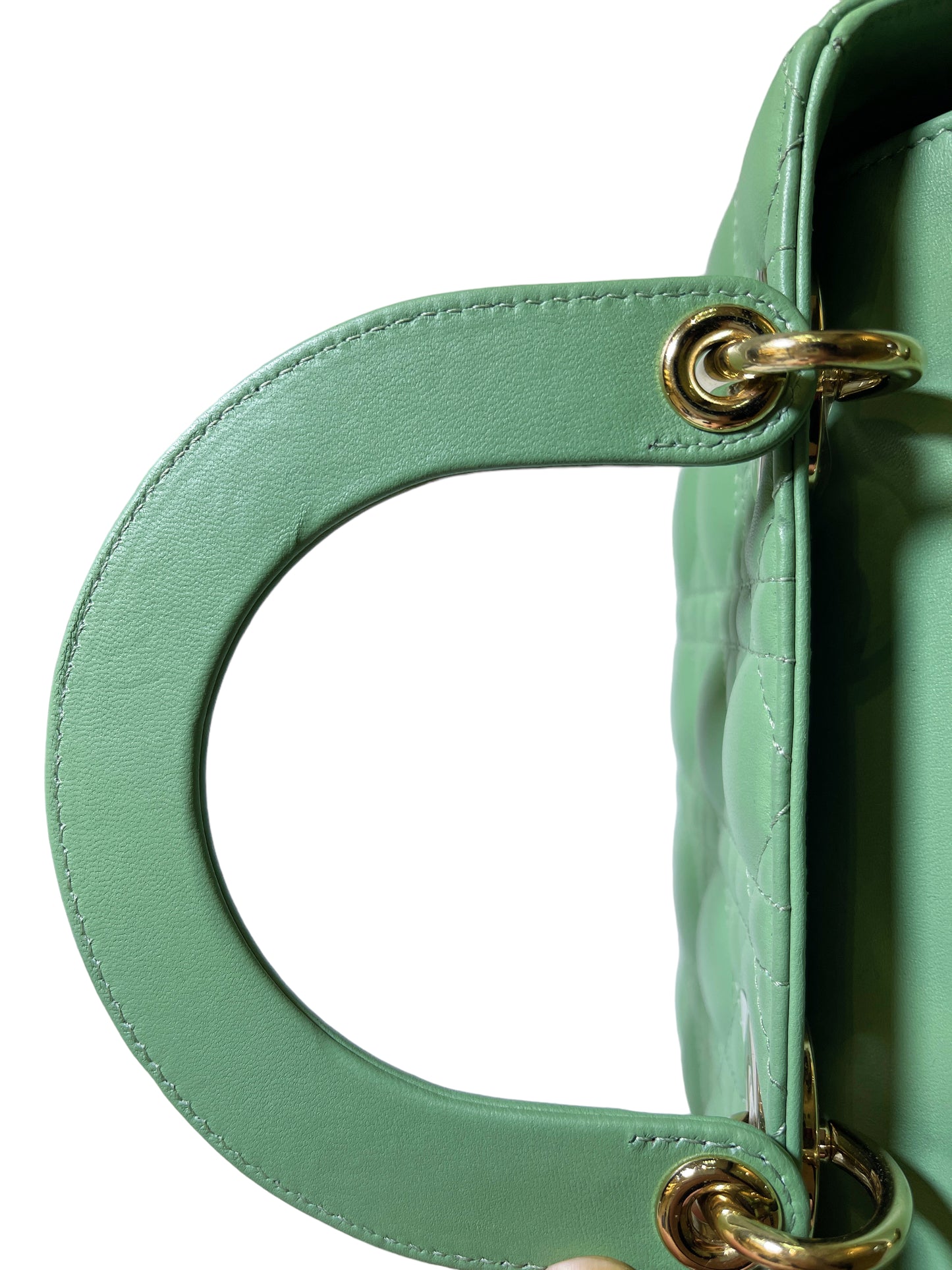 Dior Small Lady Dior ABC  in Green Lambskin and LGHW Enamel Buckle