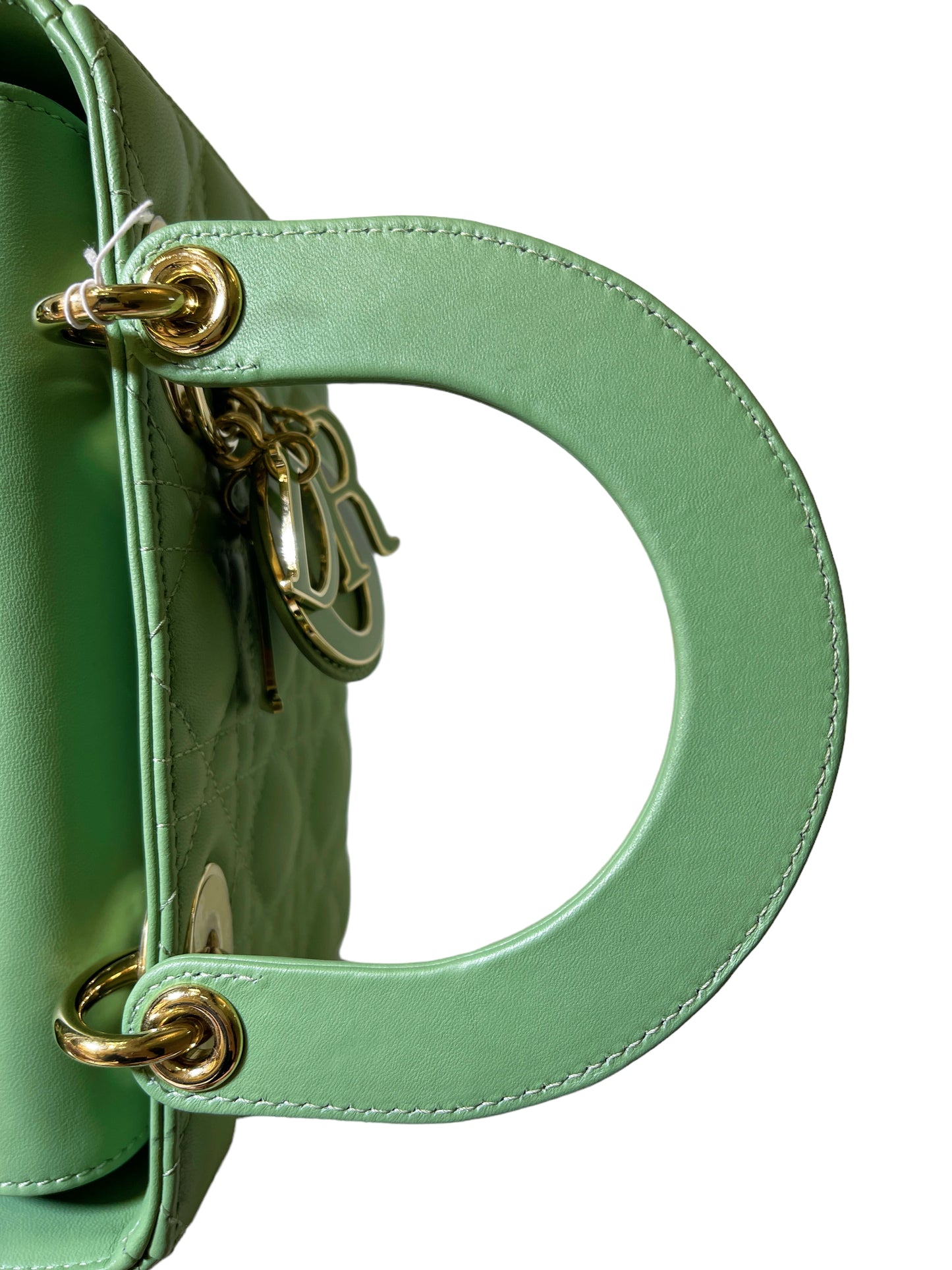 Dior Small Lady Dior ABC  in Green Lambskin and LGHW Enamel Buckle