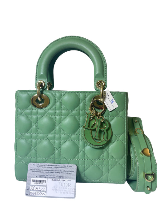 Dior Small Lady Dior ABC  in Green Lambskin and LGHW Enamel Buckle