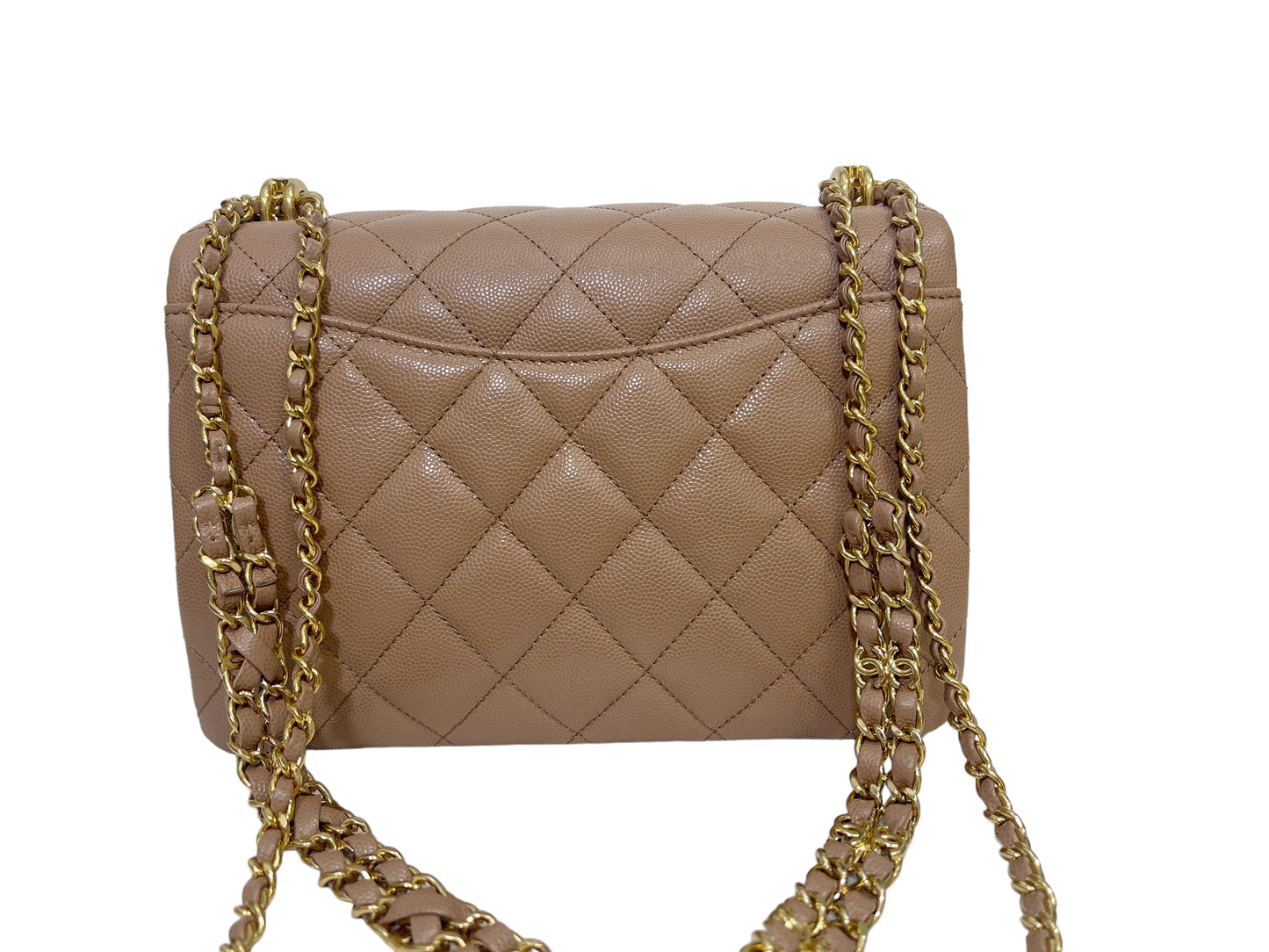 Coco First CC Chain Flap Bag Dark Nude Caviar