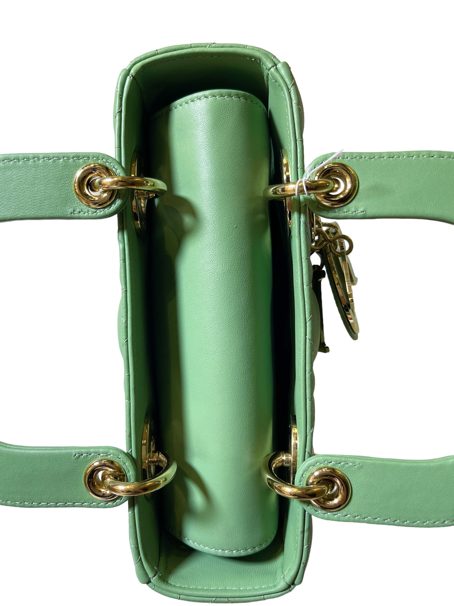 Dior Small Lady Dior ABC  in Green Lambskin and LGHW Enamel Buckle