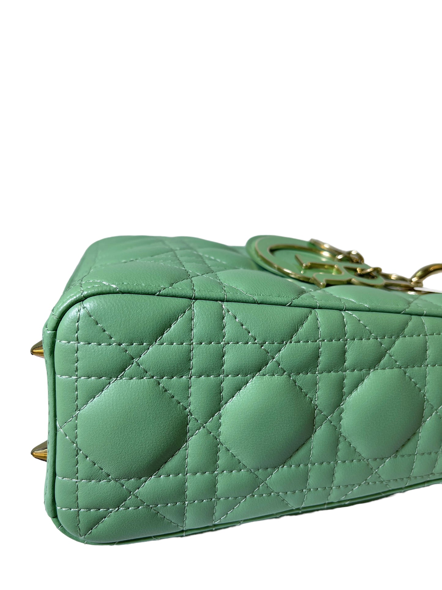 Dior Small Lady Dior ABC  in Green Lambskin and LGHW Enamel Buckle