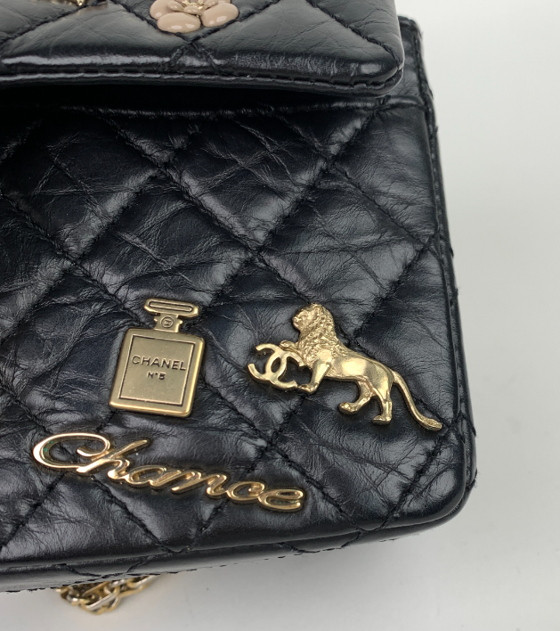 Chanel Black Reissue 2.55 Lucky Charm Bag Size 224