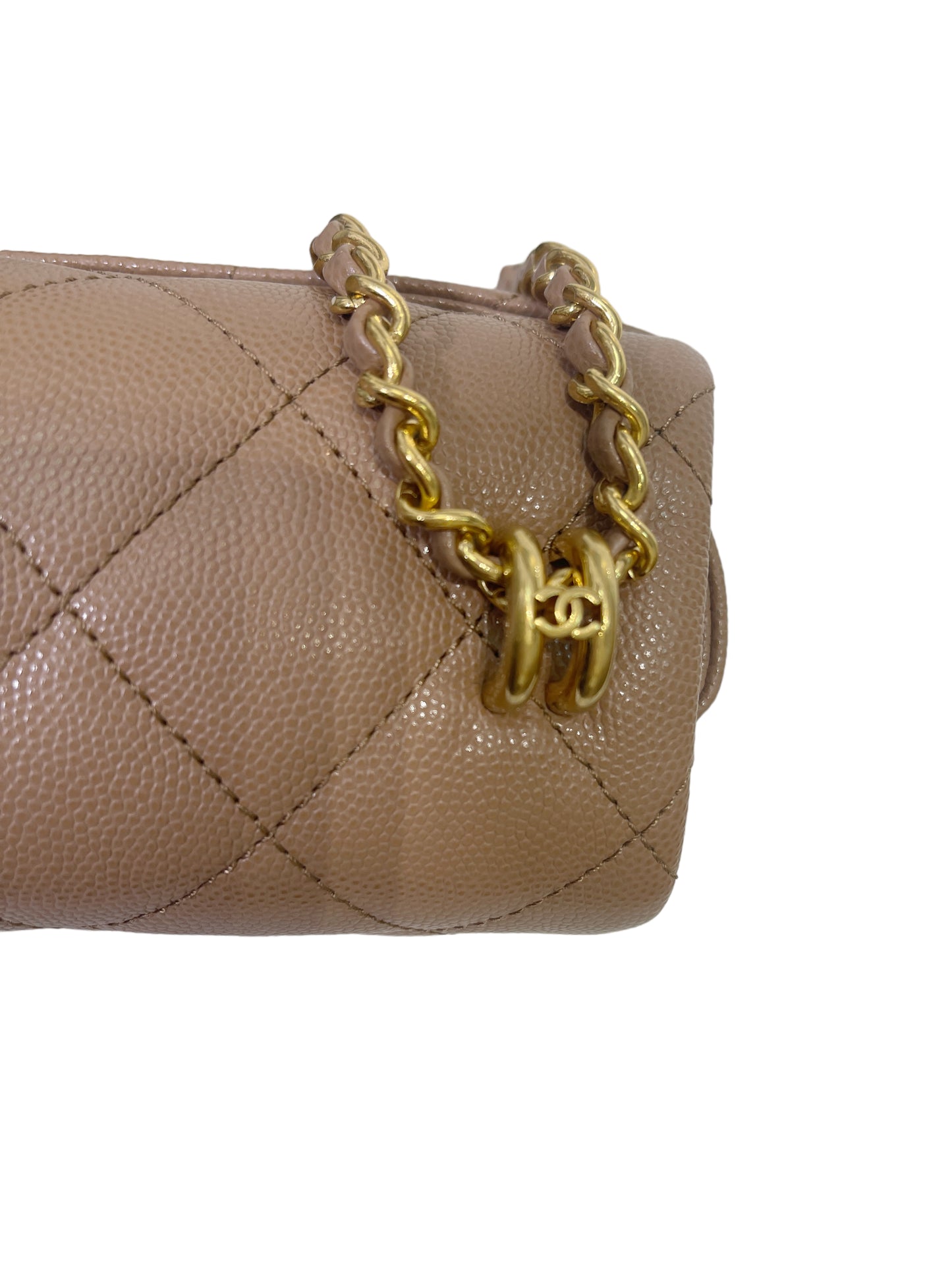 Coco First CC Chain Flap Bag Dark Nude Caviar