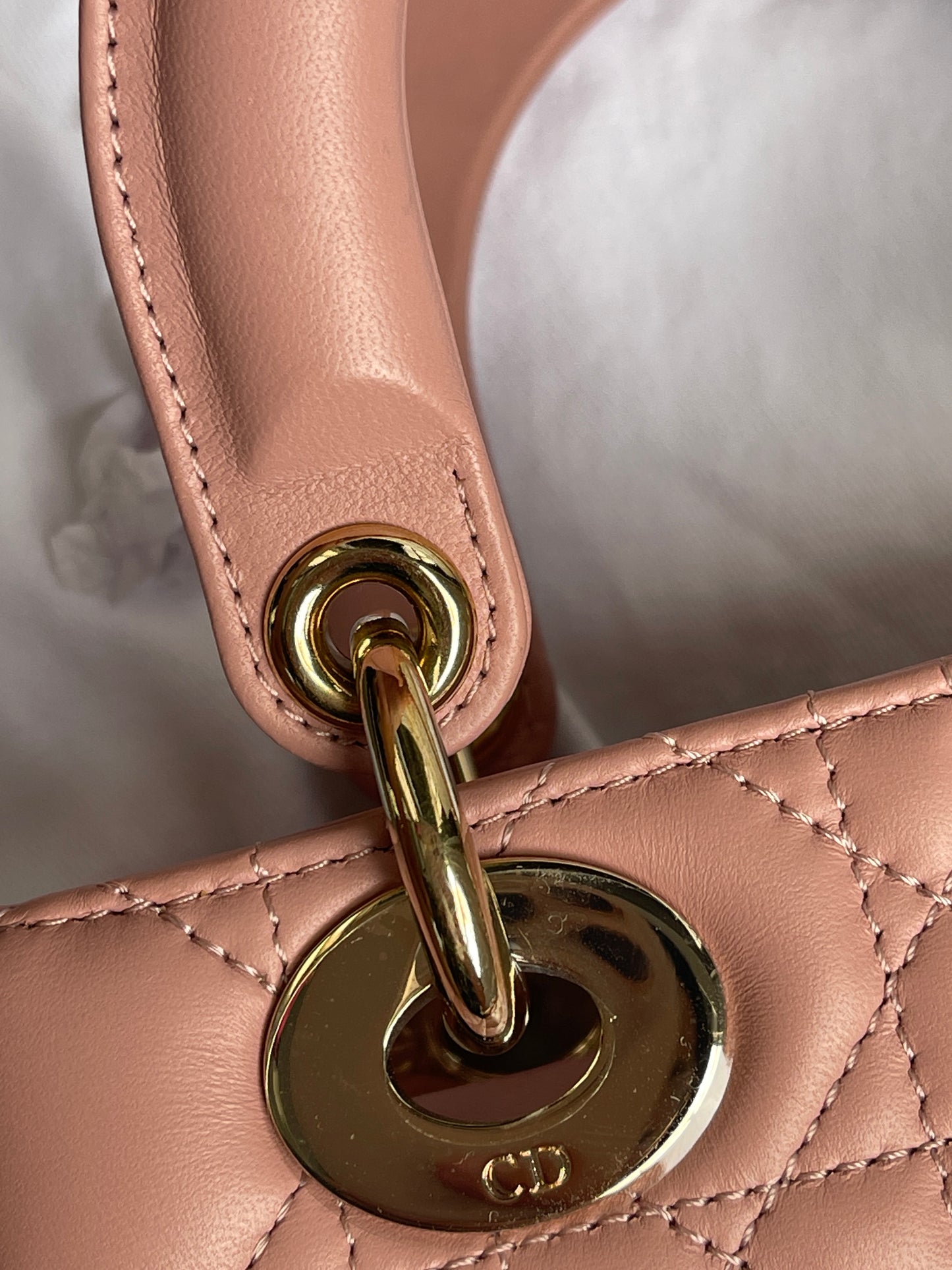 Dior Small Lady Dior ABC  in Fard /Blush Lambskin and LGHW