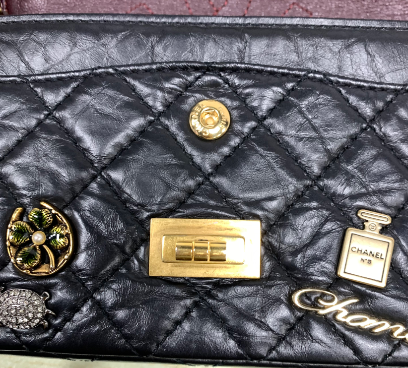 Chanel Black Reissue 2.55 Lucky Charm Bag Size 224