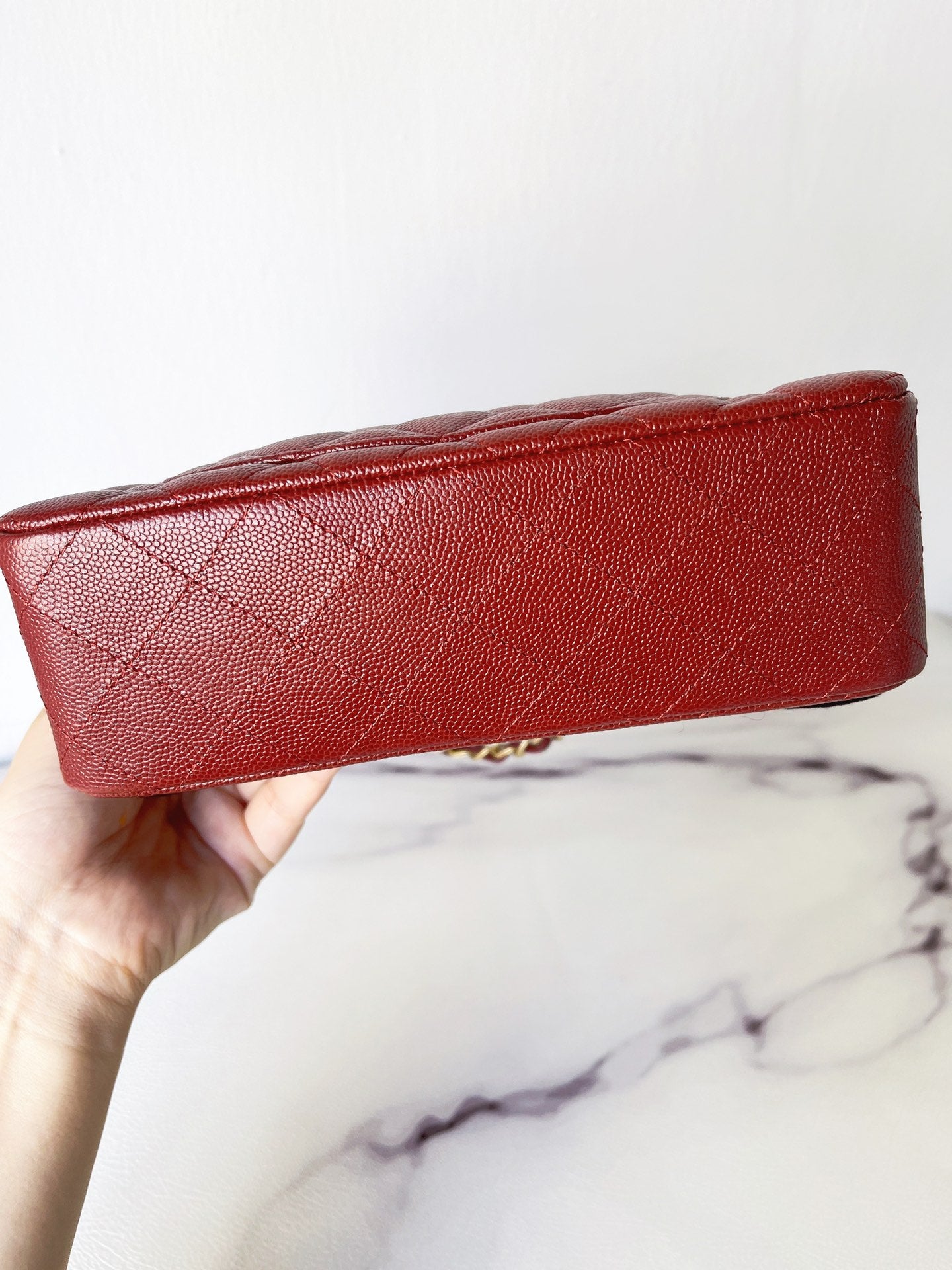 New 18C Chanel Red Caviar Classic Quilted Rectangular Mini 2.55 Flap B –  Boutique Patina