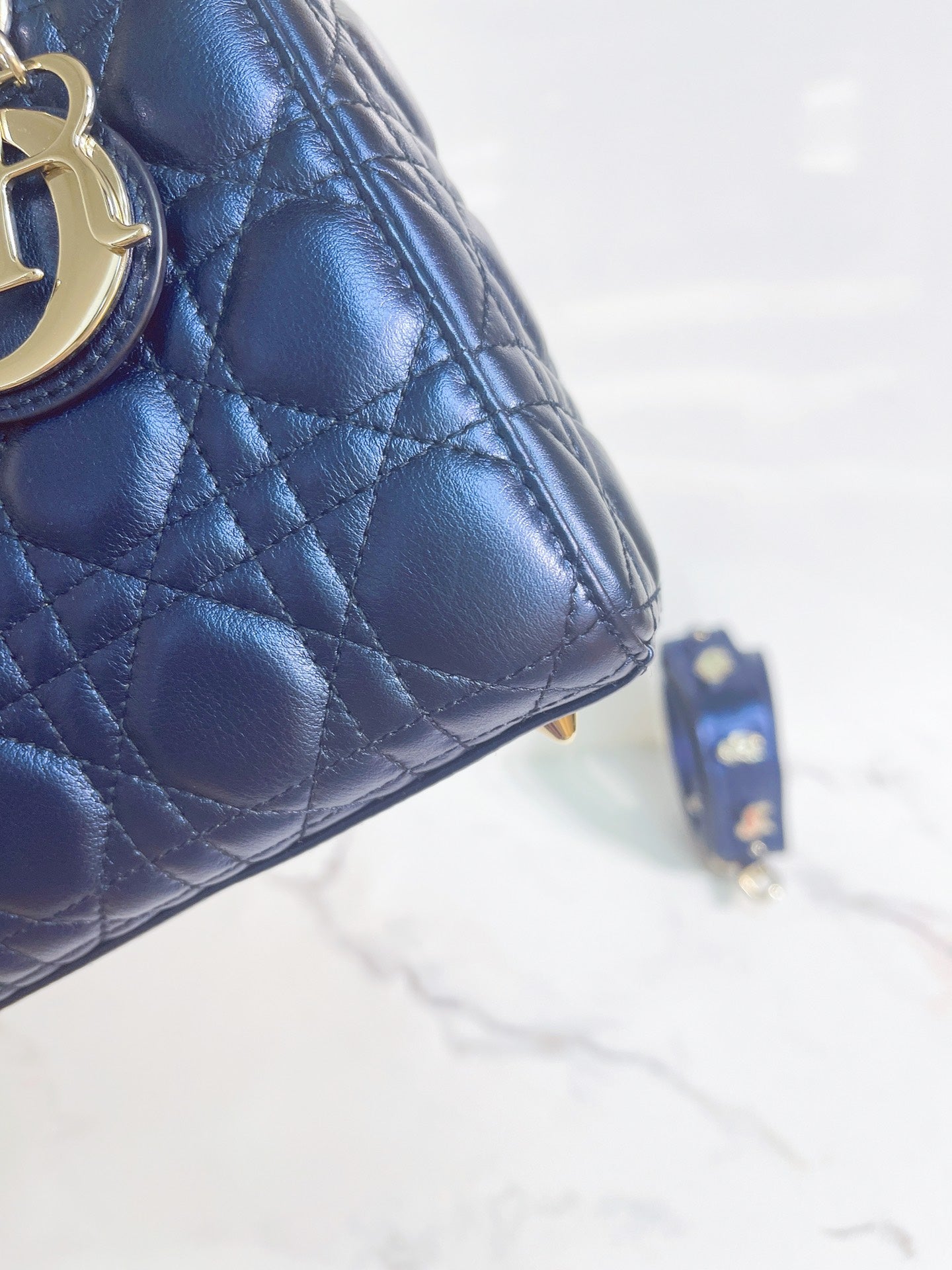 My Lady Dior Small Bag Blue Calfskin