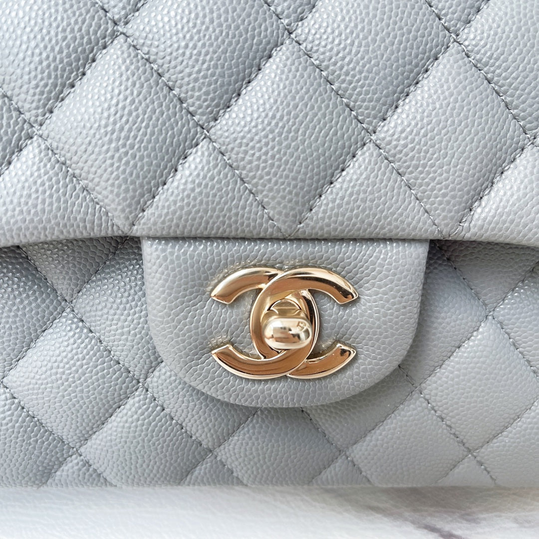 Chanel Classic Small Double Flap, 21A Grey Caviar Leather with