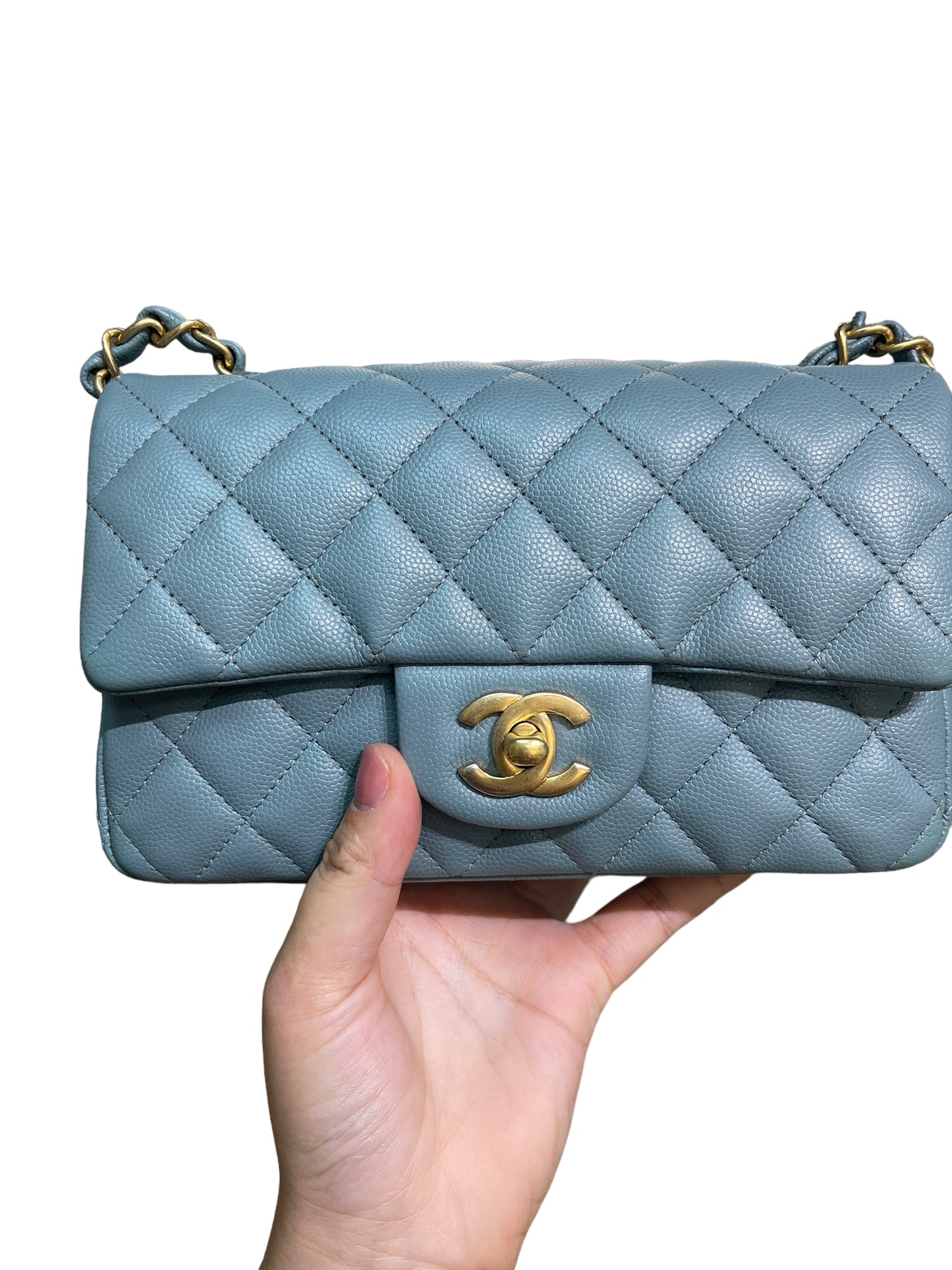 Chanel Classic Mini Rectangular 18C Light Blue