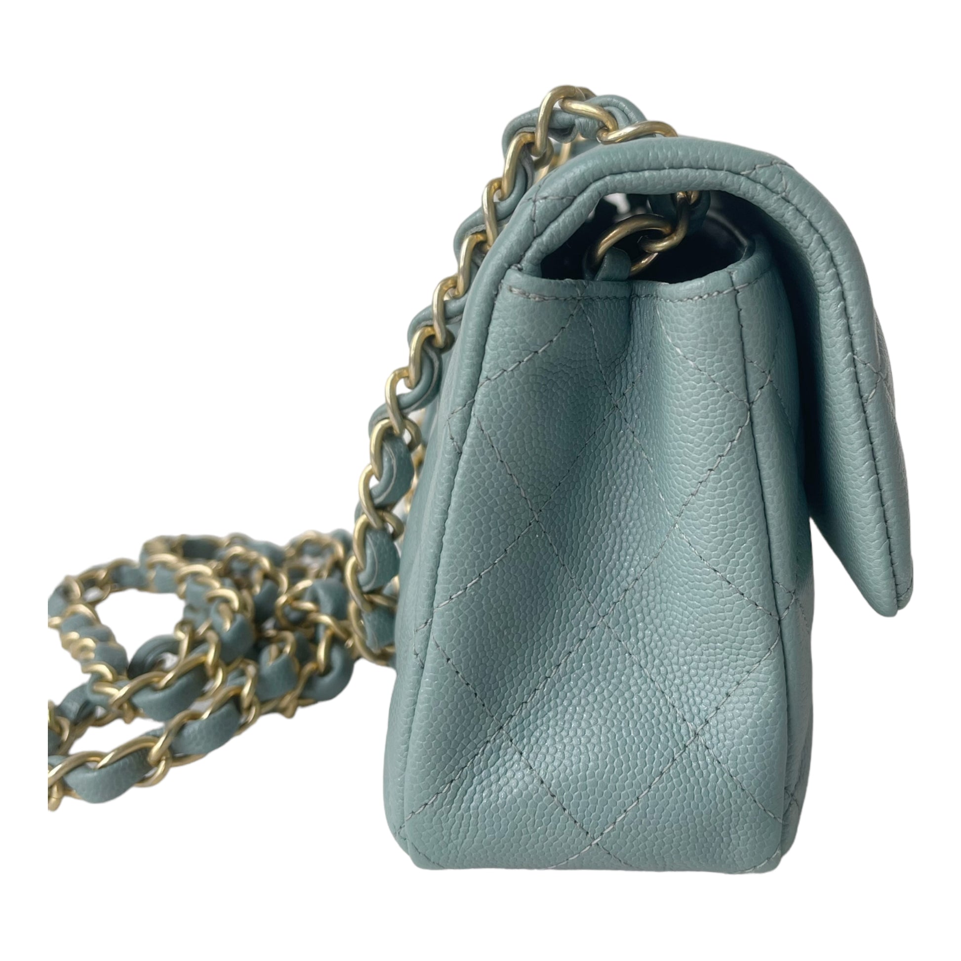 18C Olive green mini  Chanel mini flap bag, Chanel mini bag