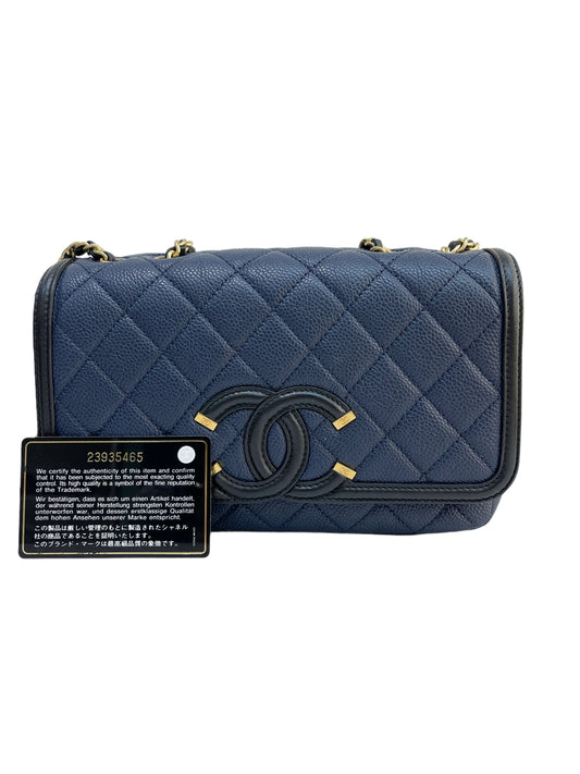 2017 Chanel Filigree Bag Blue Black In Small Size