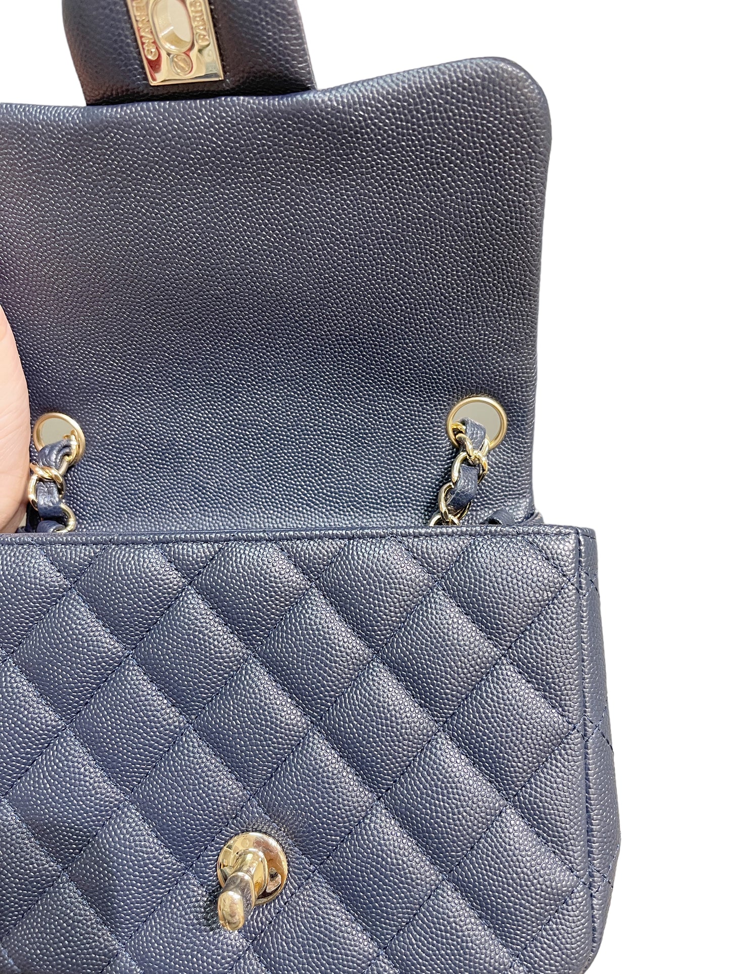 Chanel 18B Navy Blue Mini Square LGHW