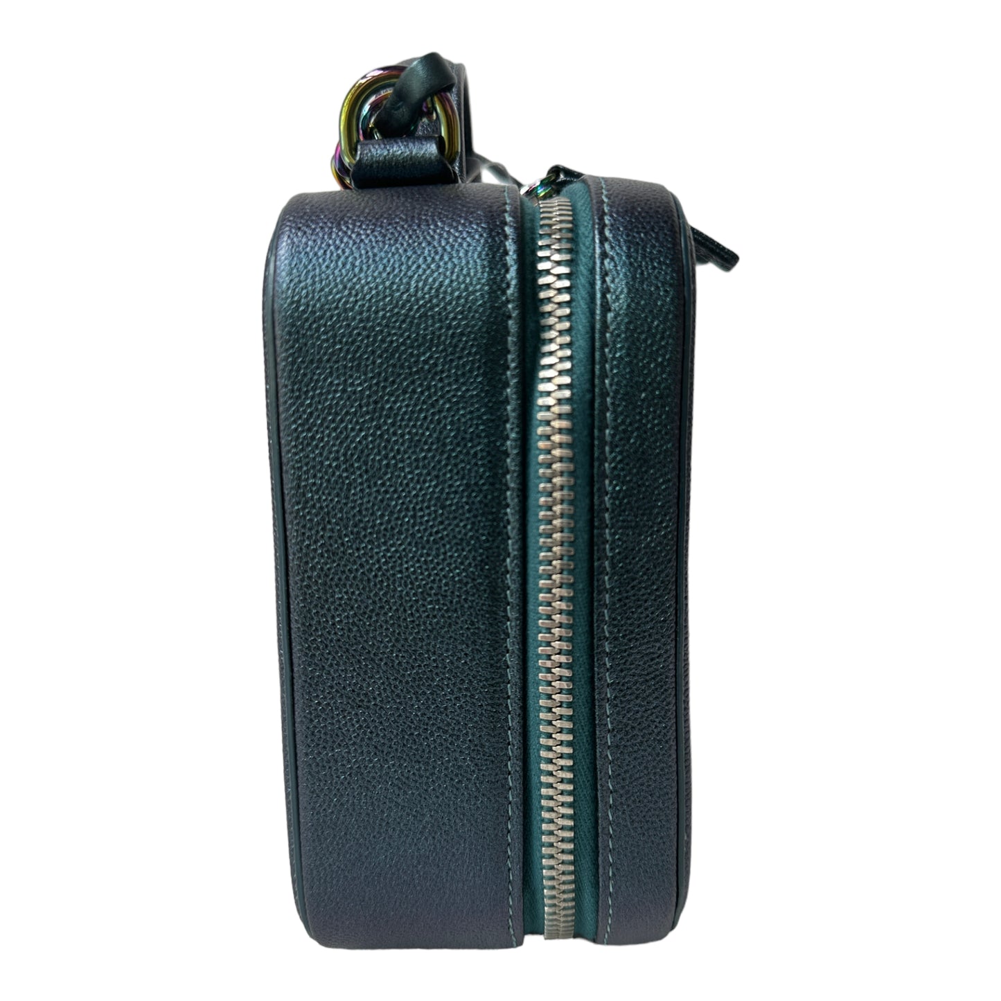 Medium CC Filigree Vanity Case in Dark Turquoise Caviar