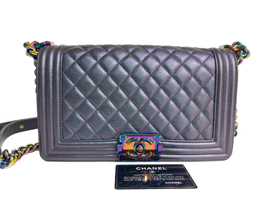 Chanel Purple Mermaid Iridescent Medium Calfskin Boy Bag