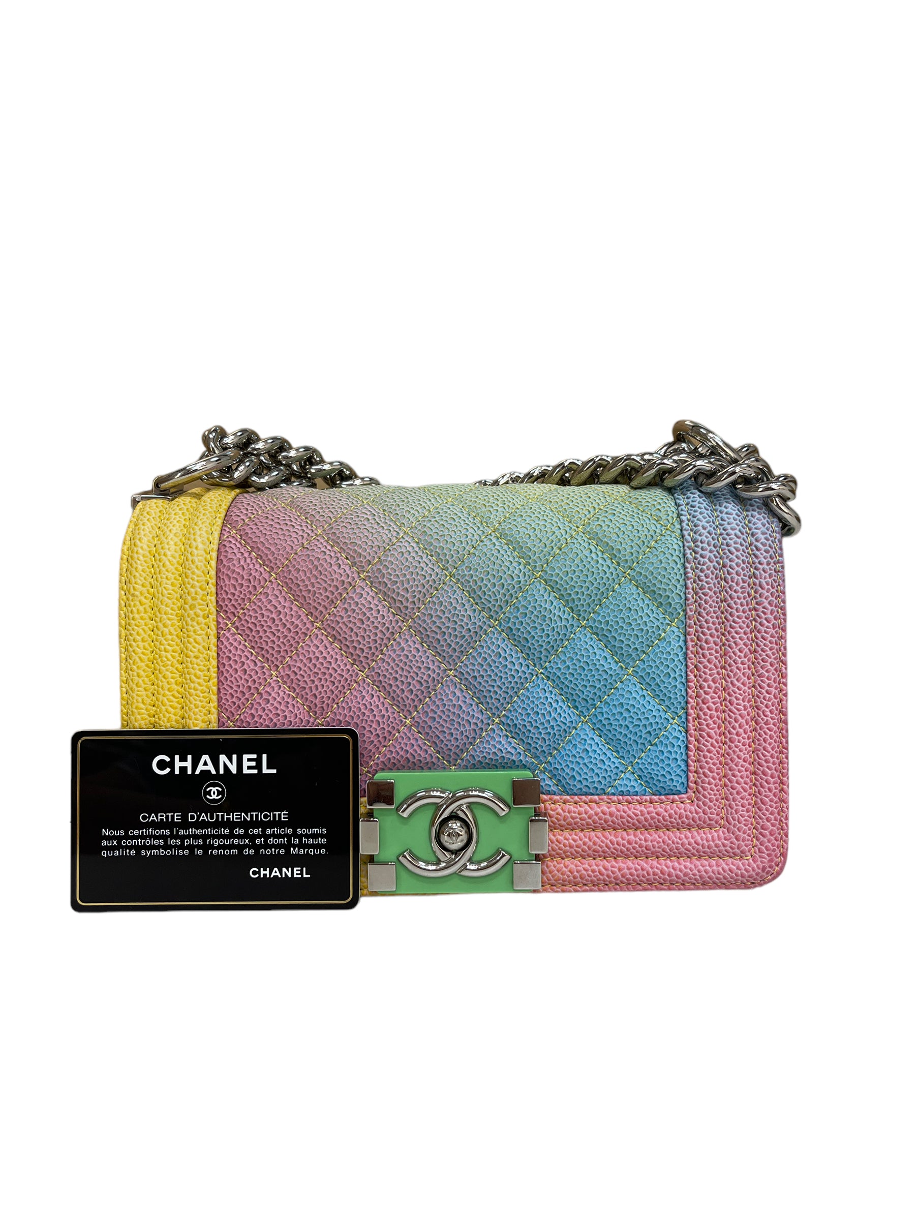 Chanel Caviar Quilted Rainbow Small Cuba Boy Bag