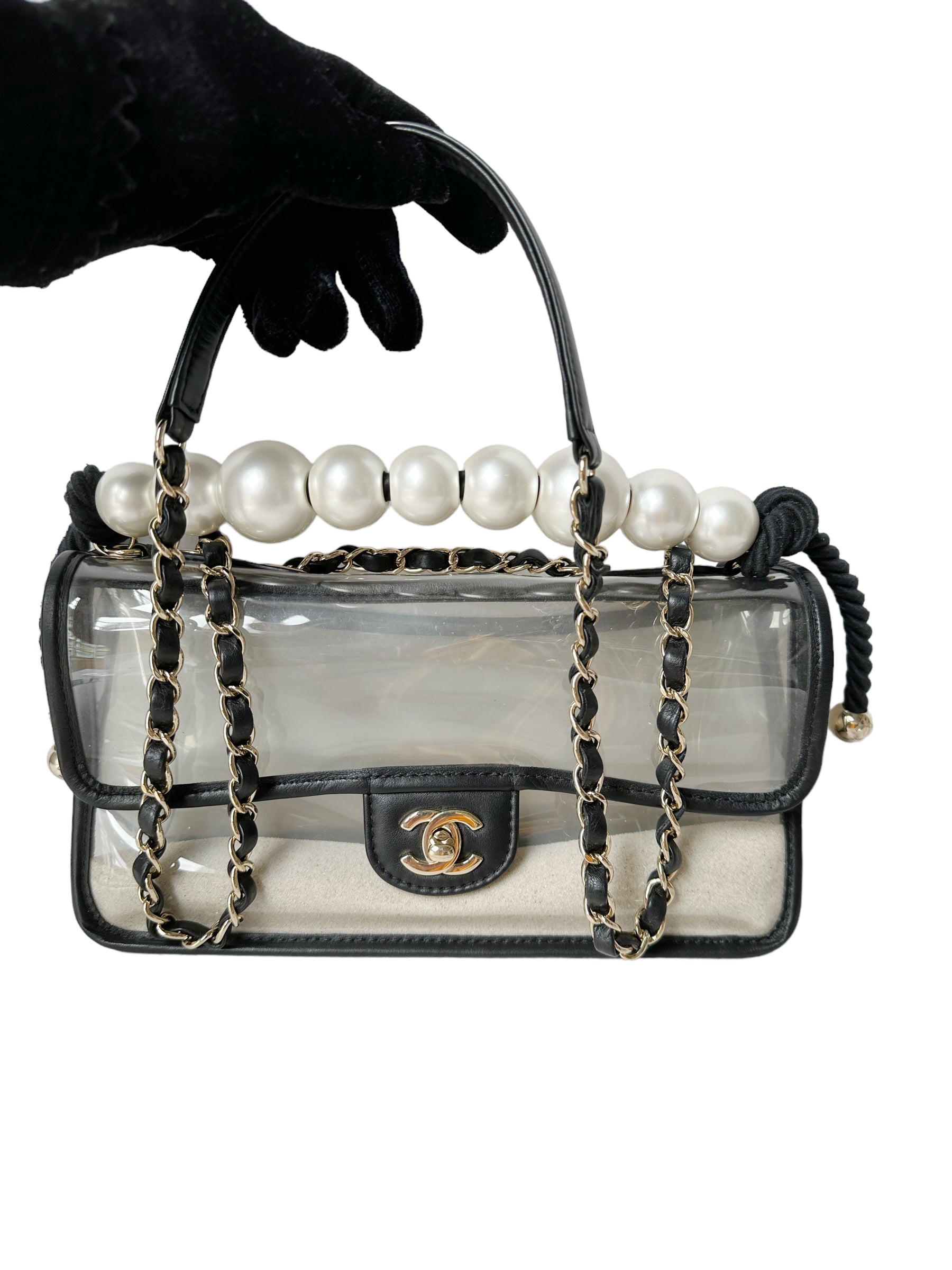 Chanel sand bag with on sale pearls