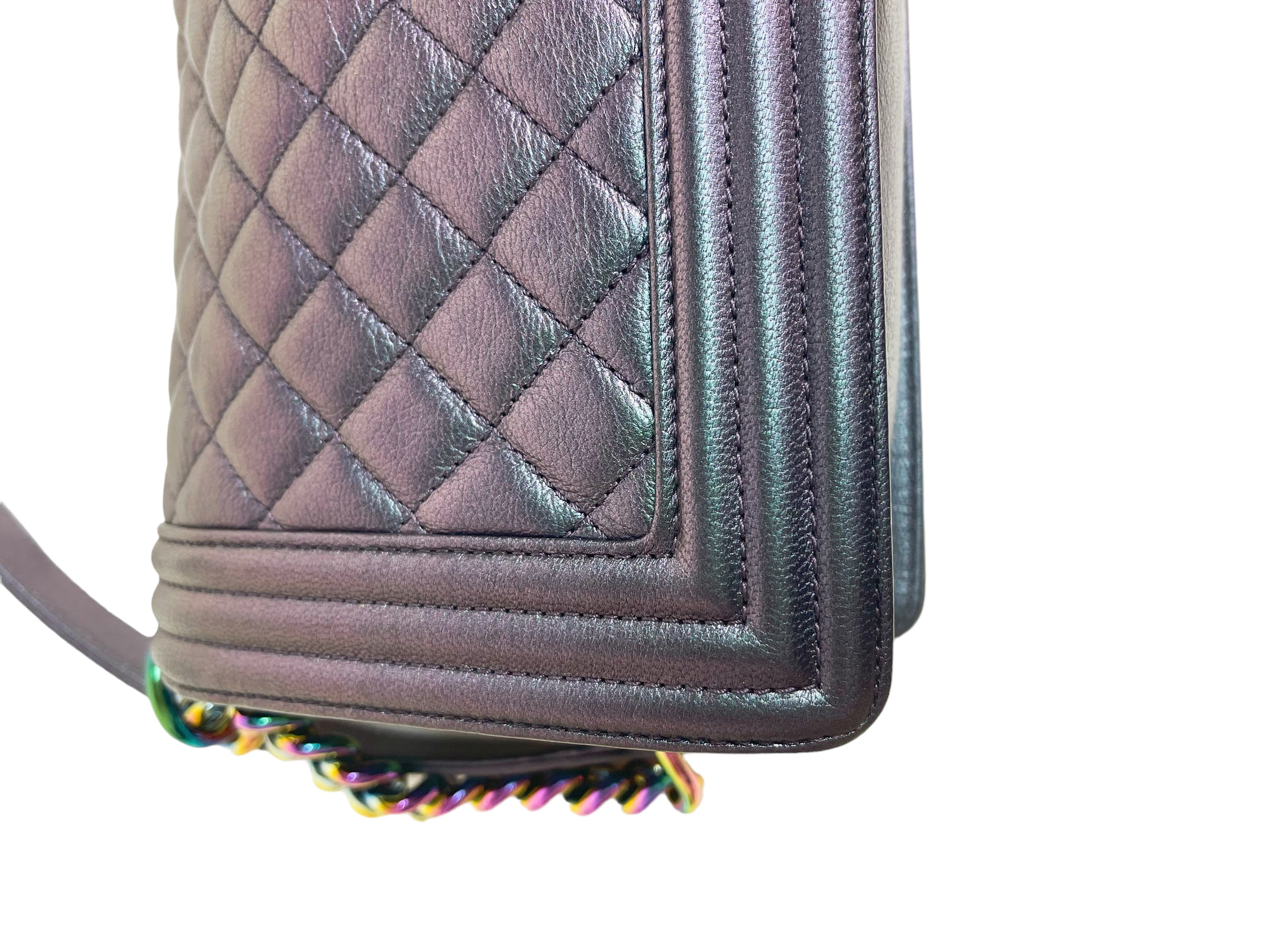 Chanel iridescent boy bag on sale purple