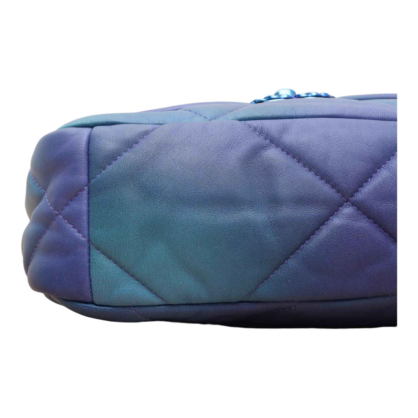 Chanel 19 Small in 21P Tie & Dye Calfskin and Shiny Blue and Purple Lacquered HW