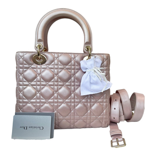 Christian Dior Medium Lady Dior Pink Lambskin Gold Hardware